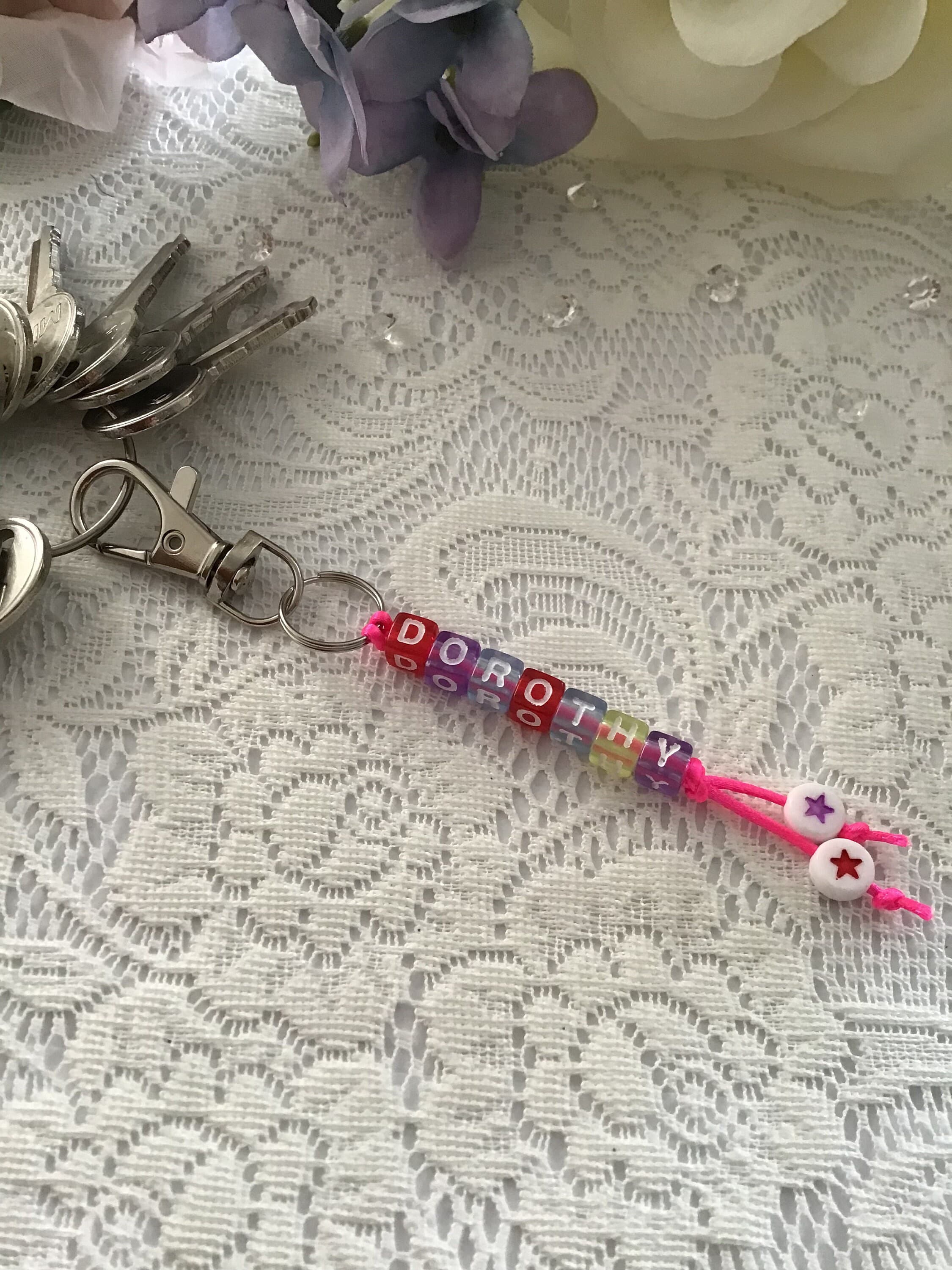 Personalised name bag charm key chain key ring handmade initials - image 5