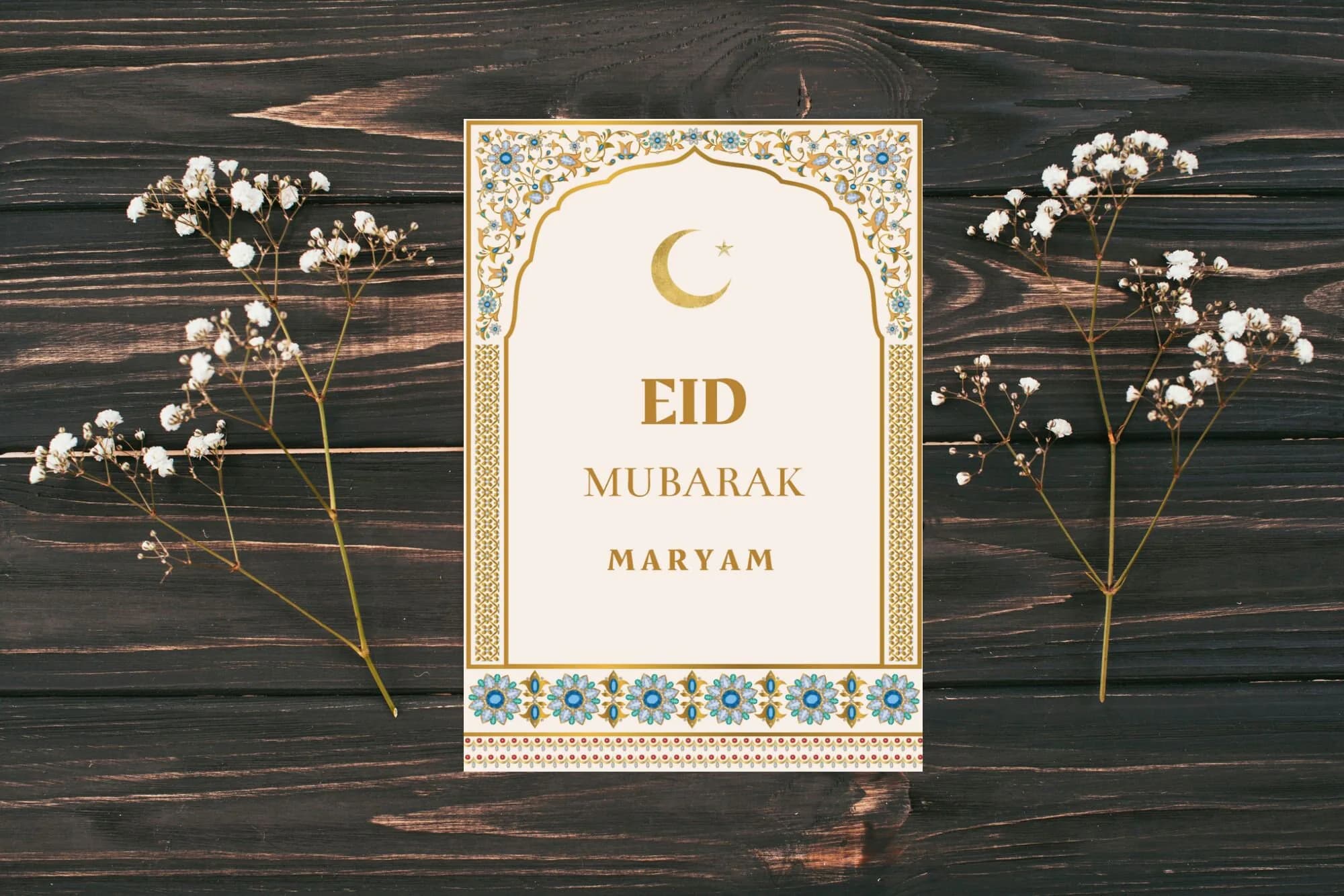Eid Mubarak Cards, Personalised name Eid cards, Eid Mubarak Card, Eid greeting cards