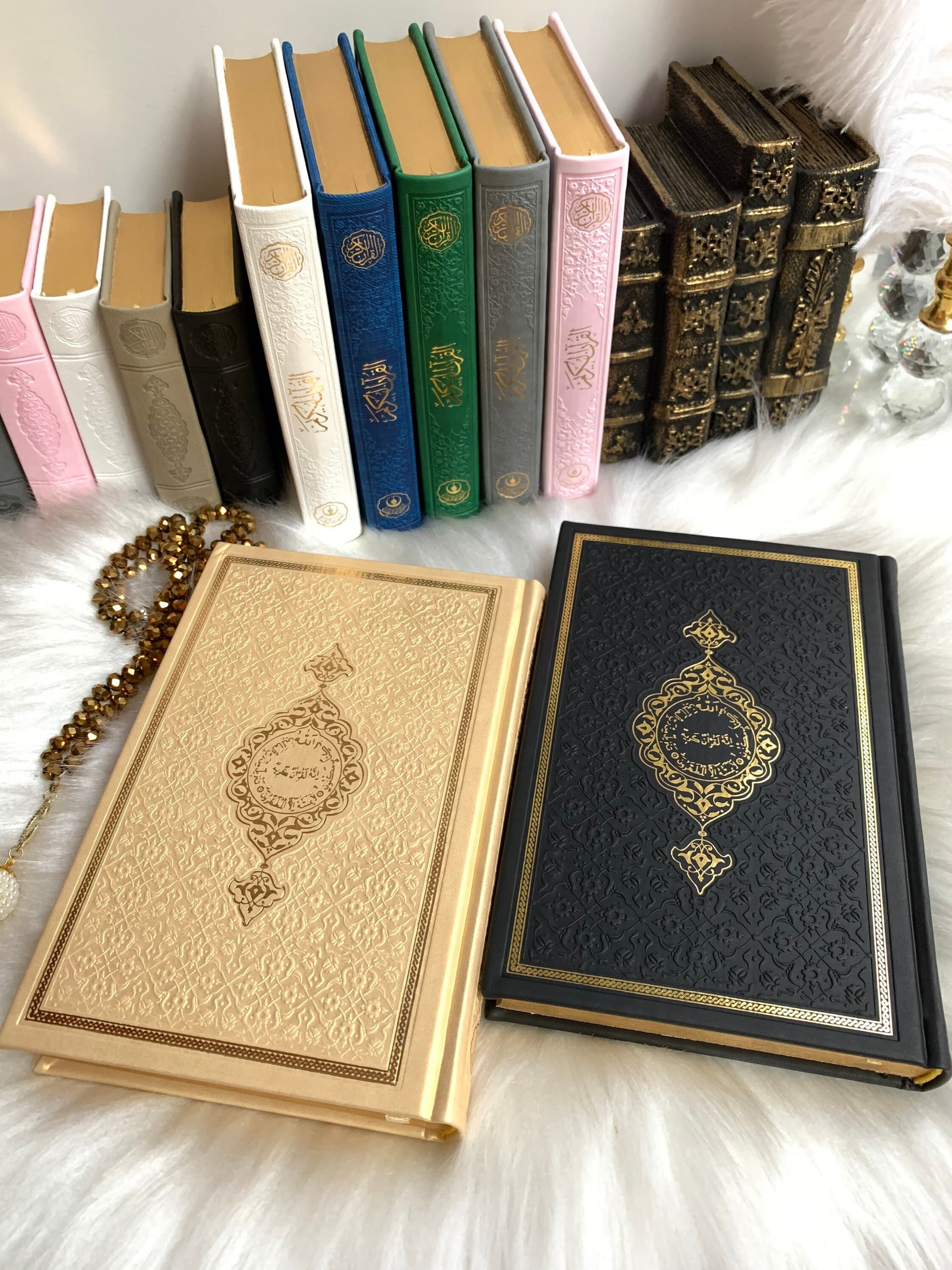 Big Gold Arabic Quran, Ramadan Gift, Islamic Gift, Arabic Thermo Leather Quran Set, Prayer Rug, Crystal Tasbih, Eid-ul Fitr Gift,Muslim Gift - image 5