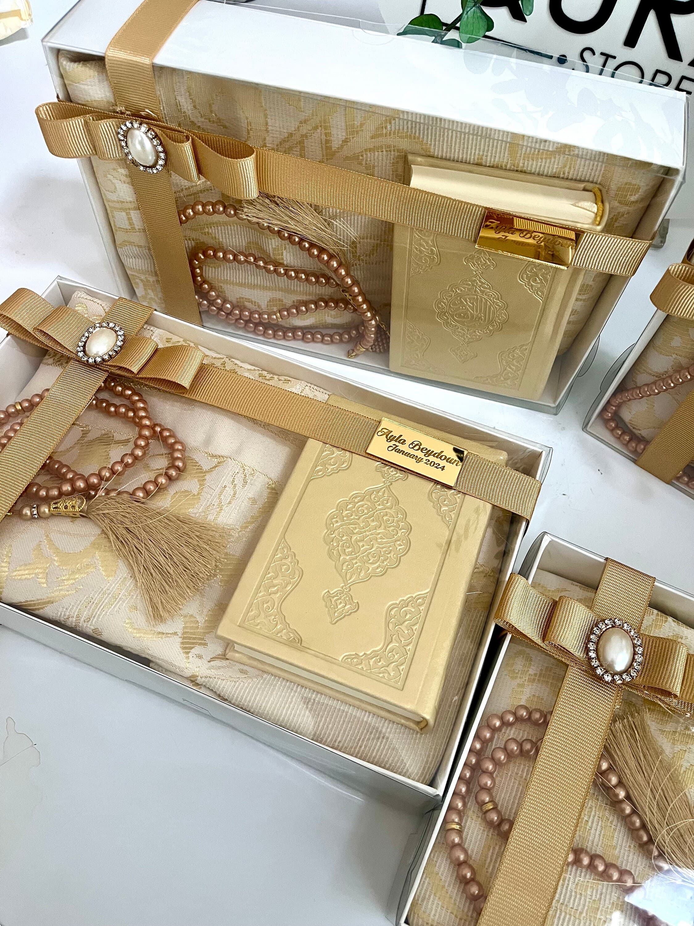 Gold Prayer Rug Tasbih Quran, Ramadan Kareem, Eid Gift Set, Ramadan Mubarak, Islamic Gift, Prayer Mat Tasbih Set, Sajjada Tasbih, Eid Gift - image 3