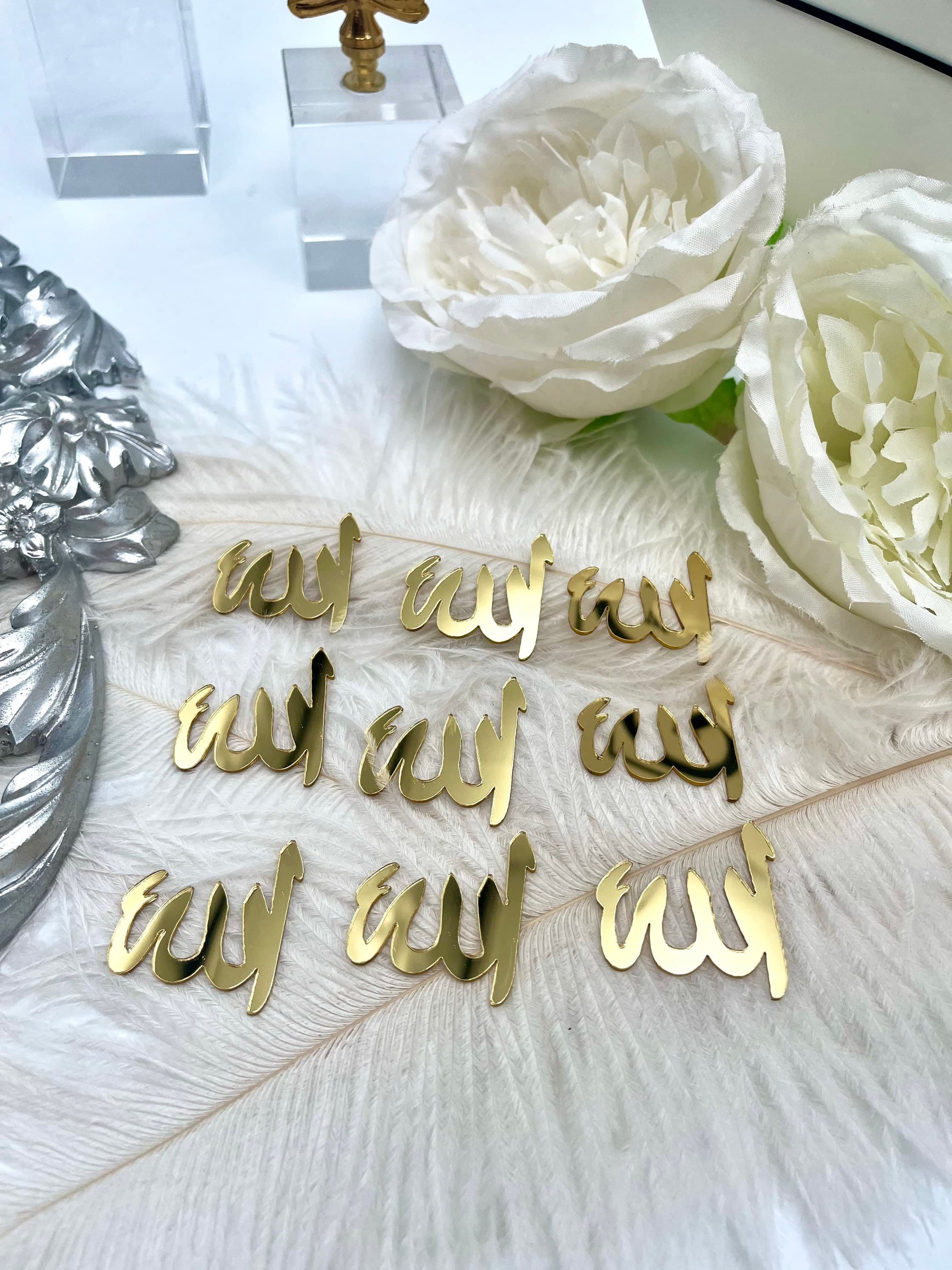 Allah Sign Tag Bundle, Allah Acrylic Mirror Tag Sticker, Allah Label, Gold Allah Tag, Ramadan Gift Decor, Muslim Wedding Decoration