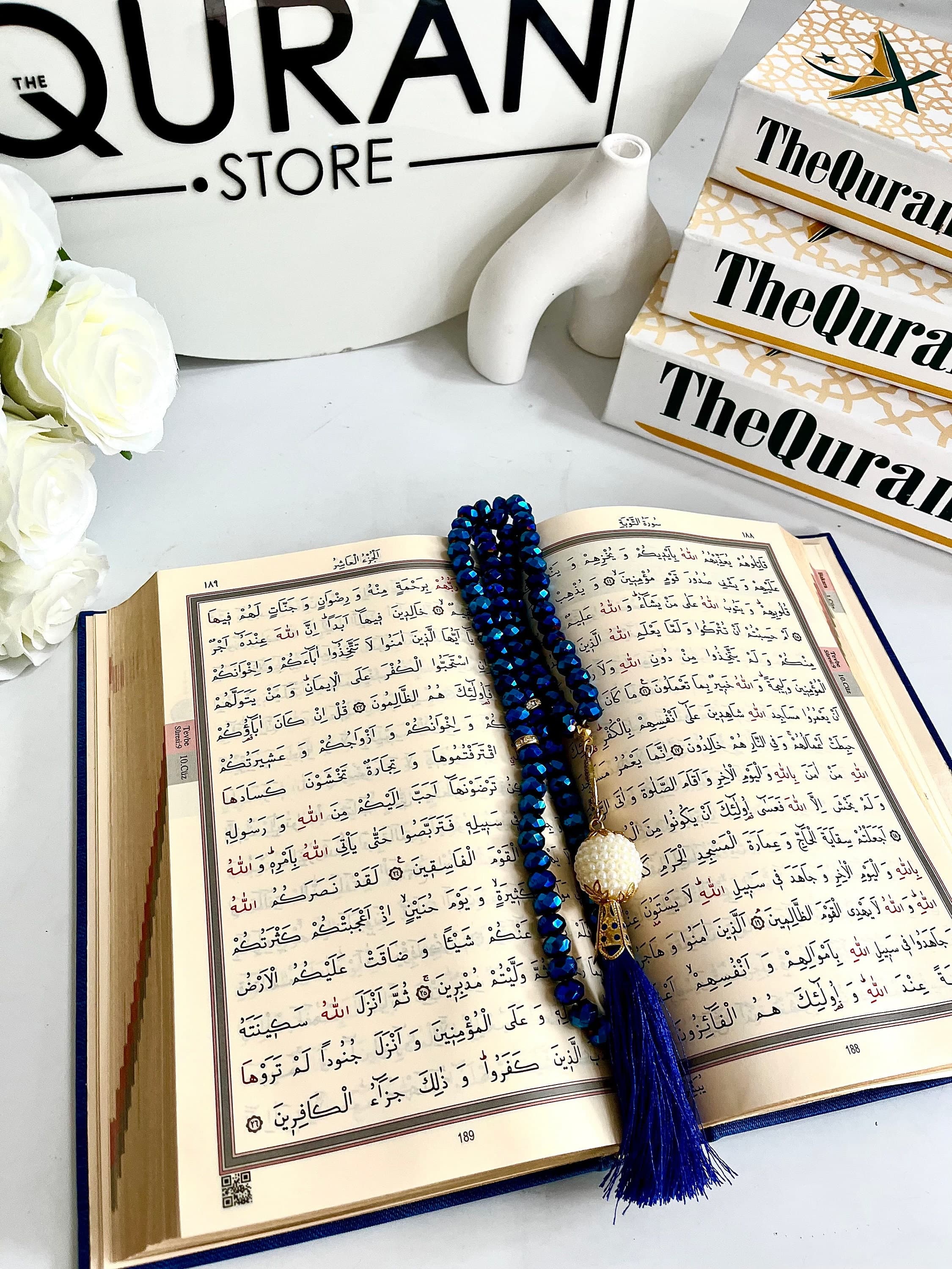 Royal Blue Leather Quran Gift Box Set, Ramadan Quran Gift, Navy Blue Leather Quran, Islamic Favors, Muslim Gift Set, Eid Gift - image 4