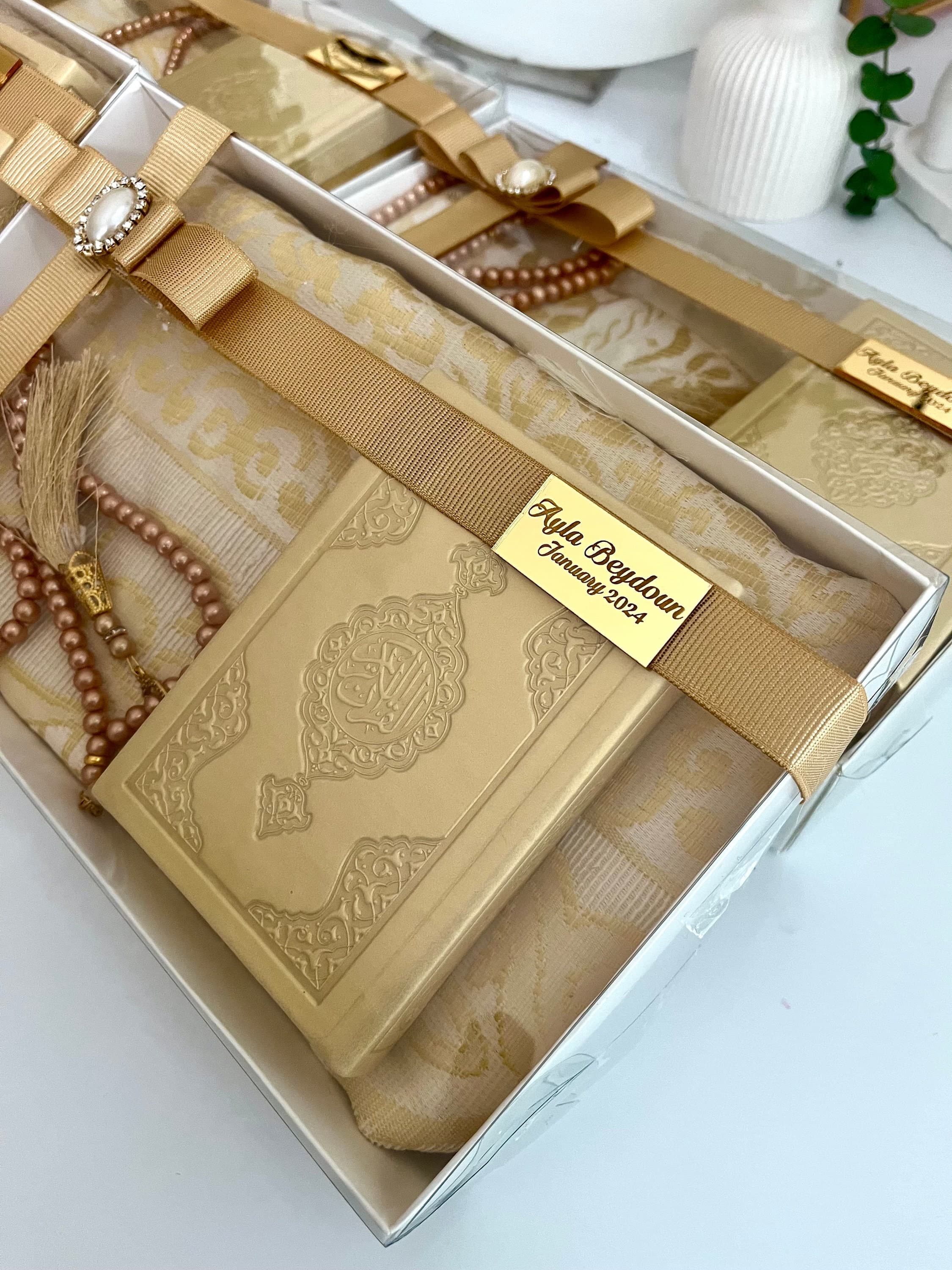 Gold Prayer Rug Tasbih Quran, Ramadan Kareem, Eid Gift Set, Ramadan Mubarak, Islamic Gift, Prayer Mat Tasbih Set, Sajjada Tasbih, Eid Gift - image 5