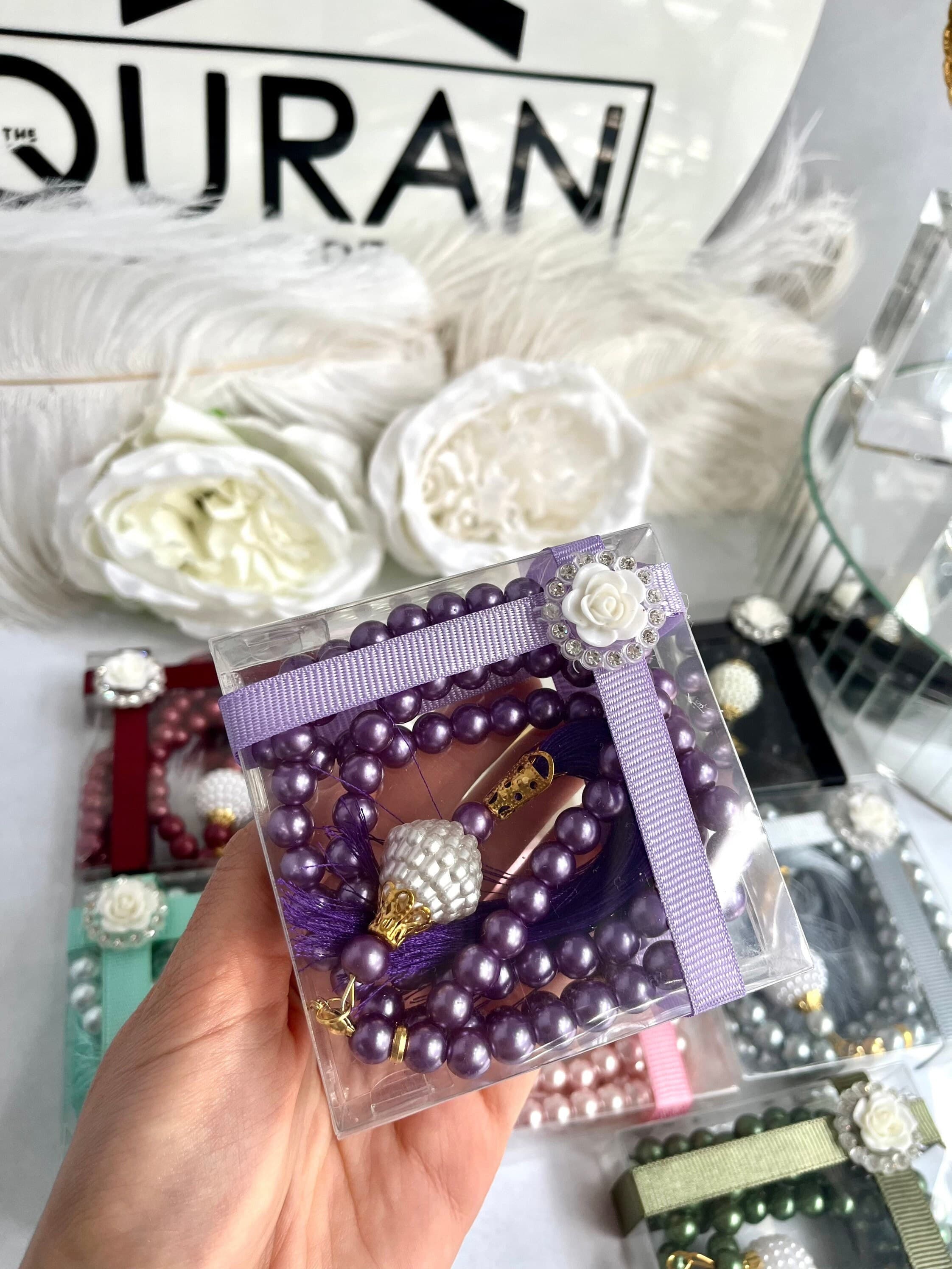 Purple Tasbih Gift, Handmade Pearl Misbaha Set, Ramadan Tasbih Favors, Ramadan Mubarak Gift, Eid-ul Fitr, Vav Tasbih, Masbaha, Aqiqah Favors