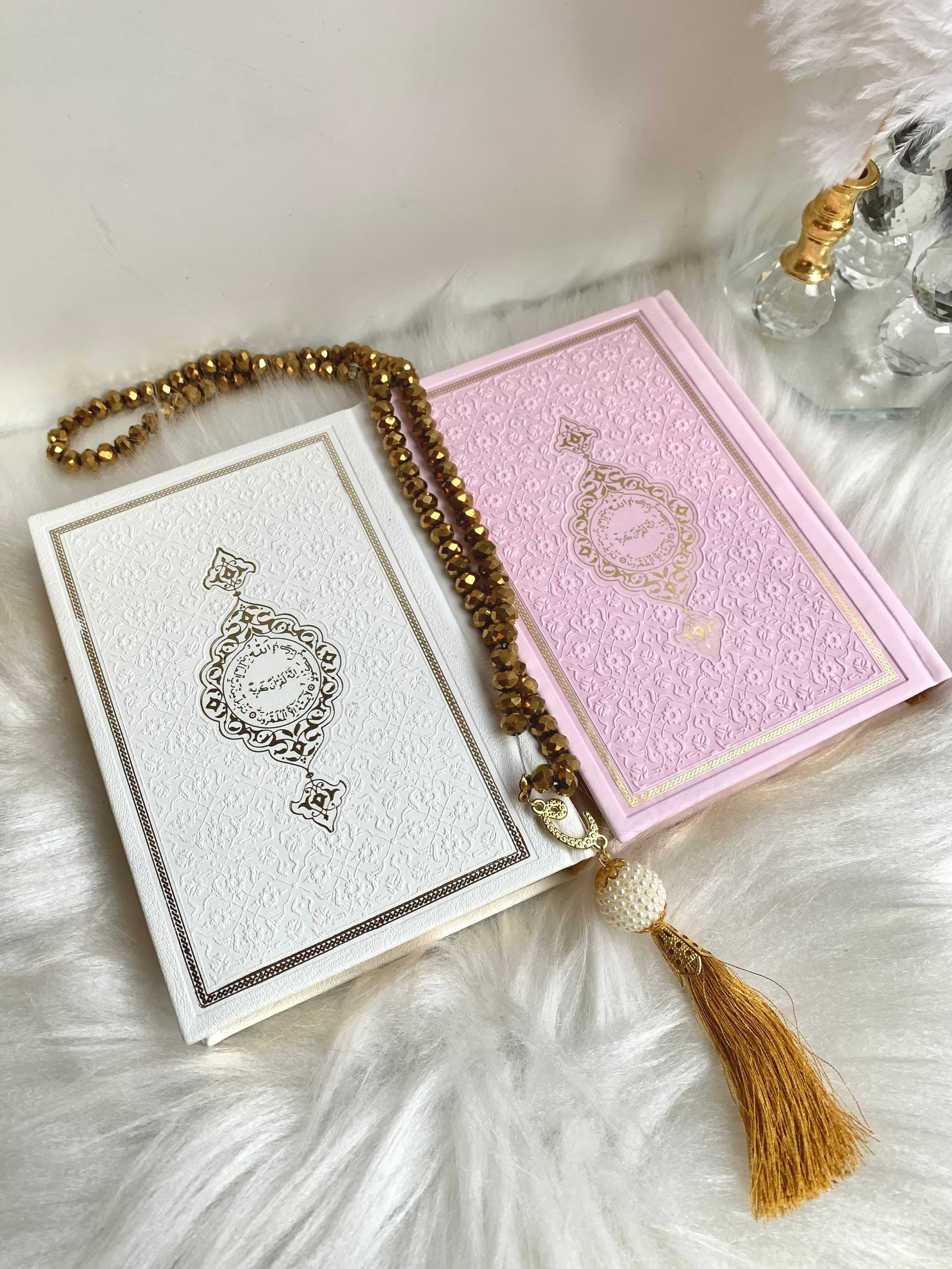 Big Gold Arabic Quran, Ramadan Gift, Islamic Gift, Arabic Thermo Leather Quran Set, Prayer Rug, Crystal Tasbih, Eid-ul Fitr Gift,Muslim Gift - image 4