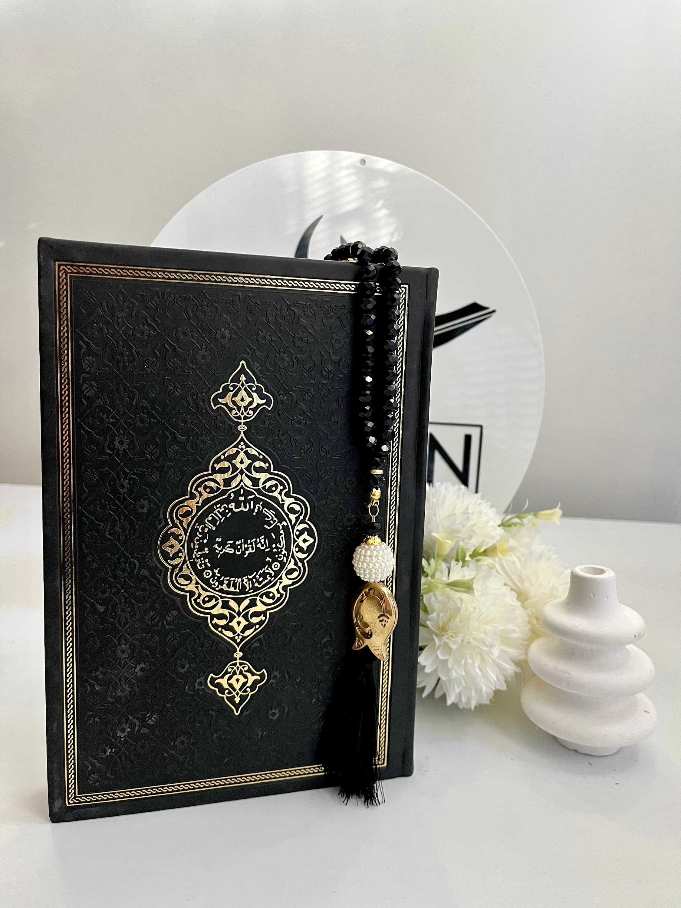 Large Black Arabic Quran, Ramadan Quran, Special Quran Set, Muslim Men Quran, Eid Gift, Arabic Leather Quran, Prayer Rug, Crystal Tasbih - image 4