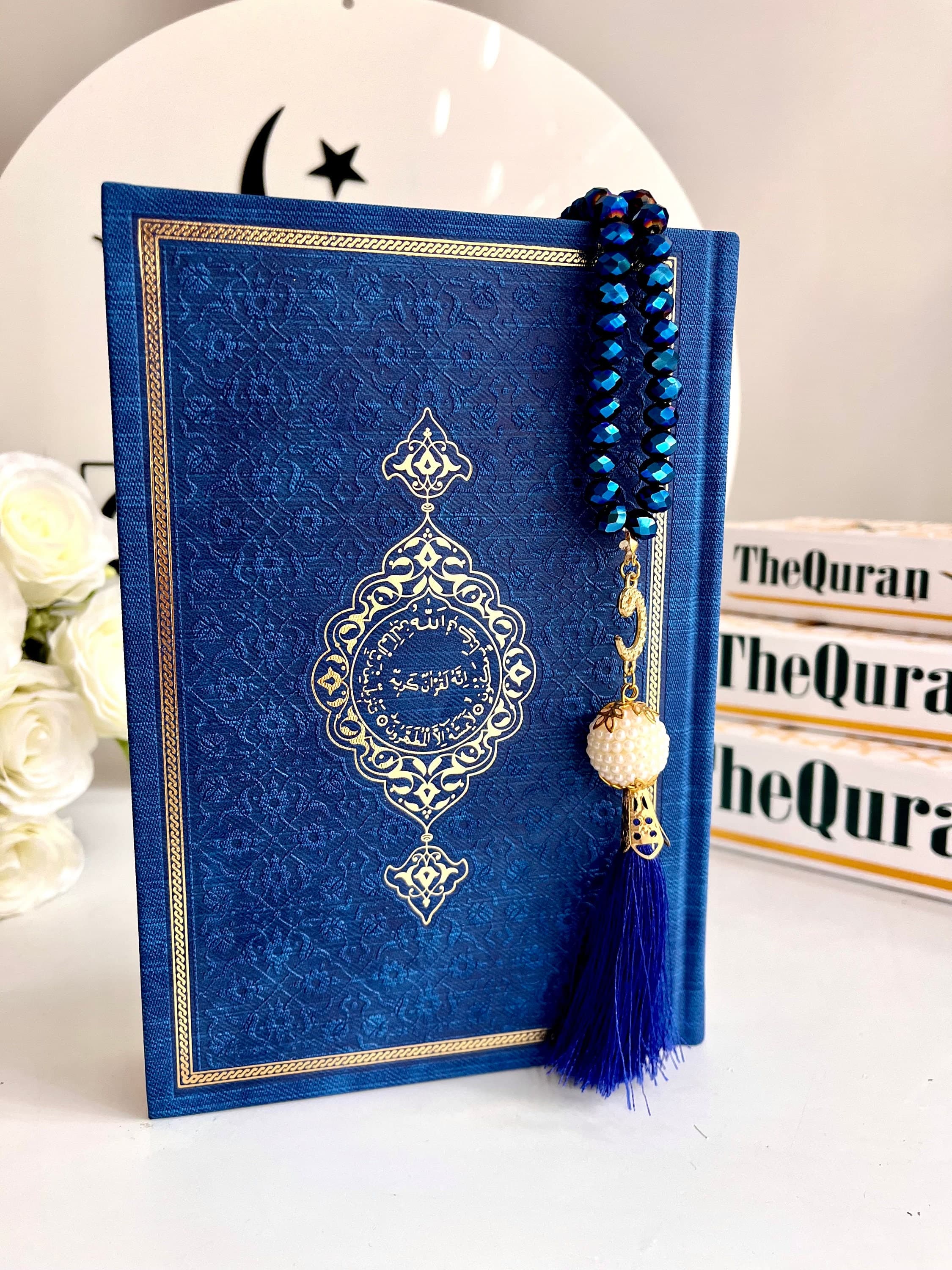 Royal Blue Leather Quran Gift Box Set, Ramadan Quran Gift, Navy Blue Leather Quran, Islamic Favors, Muslim Gift Set, Eid Gift - image 3