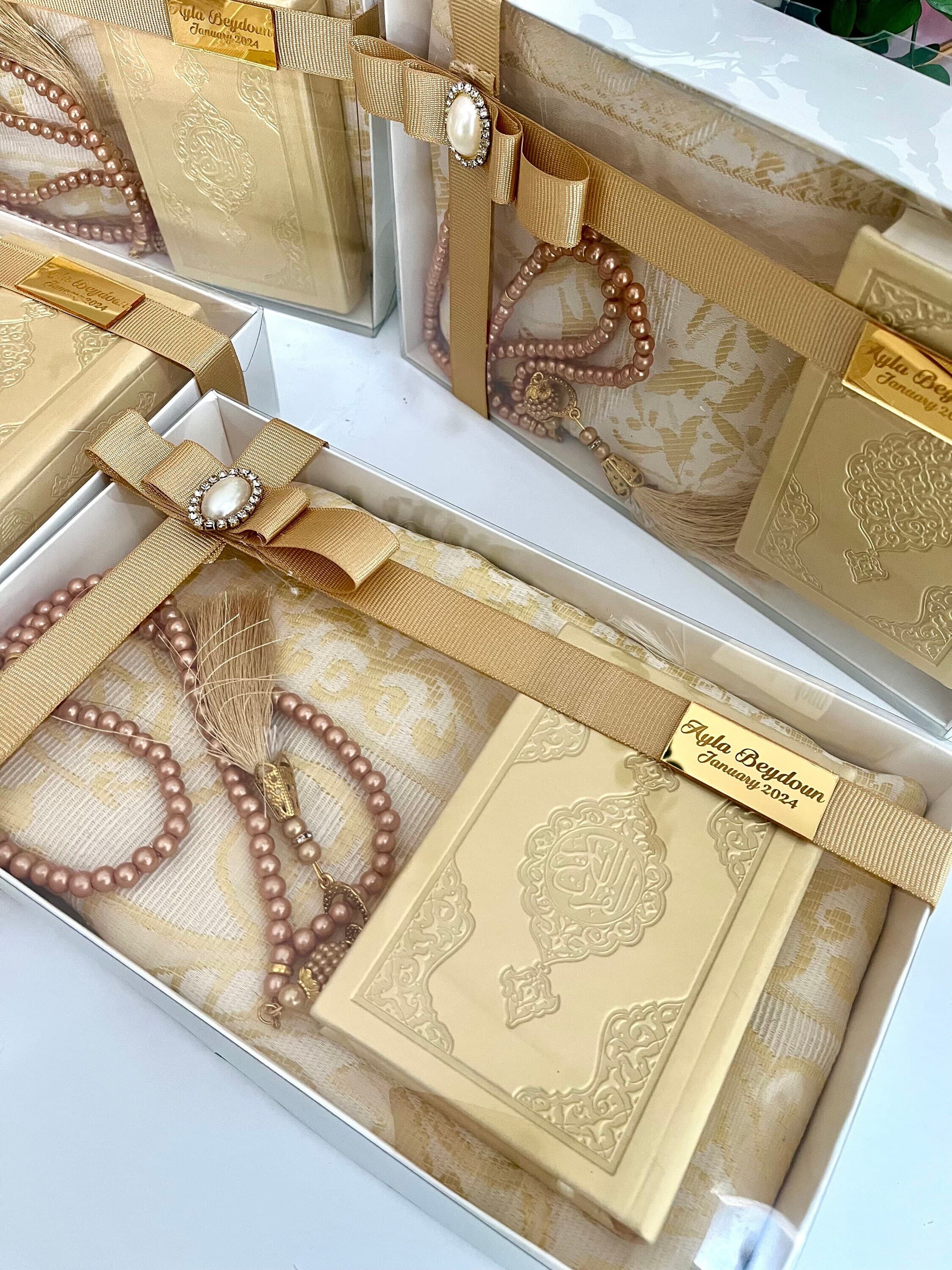 Gold Prayer Rug Tasbih Quran, Ramadan Kareem, Eid Gift Set, Ramadan Mubarak, Islamic Gift, Prayer Mat Tasbih Set, Sajjada Tasbih, Eid Gift