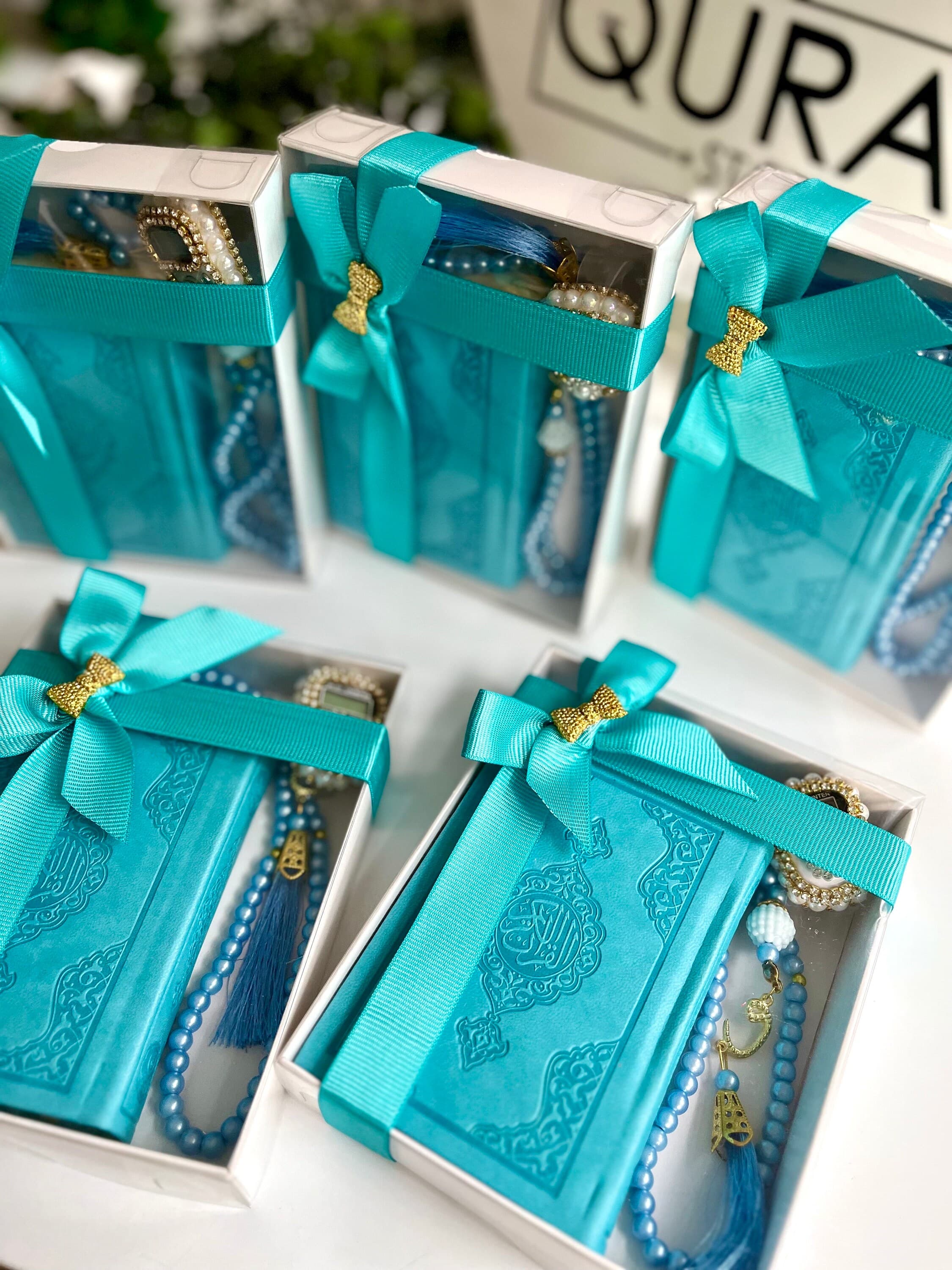 Turquoise Hajj Gift Set Quran Tasbih, Ramadan Gift, Digital Tasbih, Islamic Favors, Muslim Set, Finger Counter, Ramadan Kareem, Eid Gift - image 4