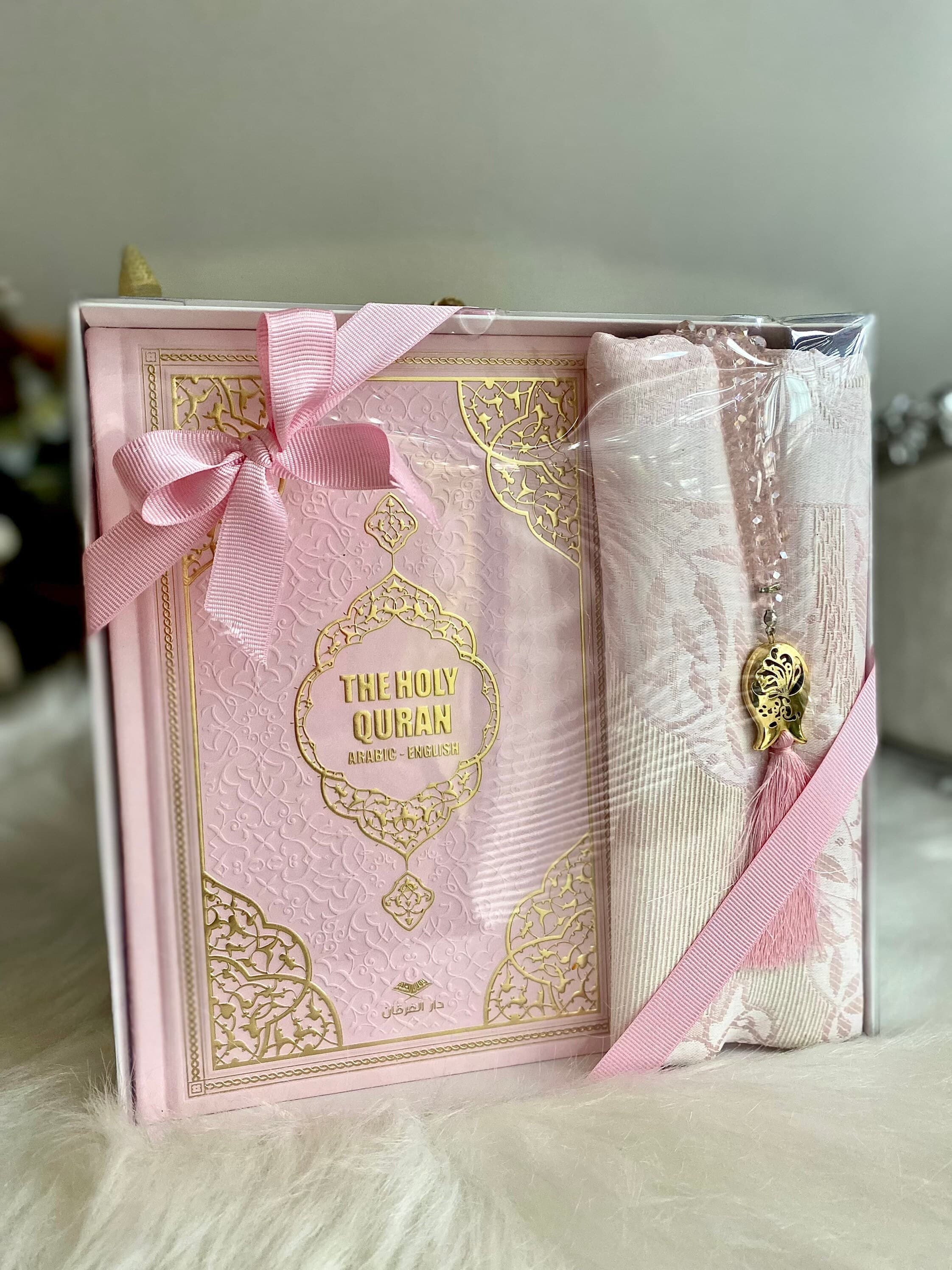 White English Quran, Ramadan Kareem Gift, Muslim Gift, Islamic Gift, English Leather Pink Quran, Prayer Rug, Tasbih, Eid-ul Fitr Gift - image 5