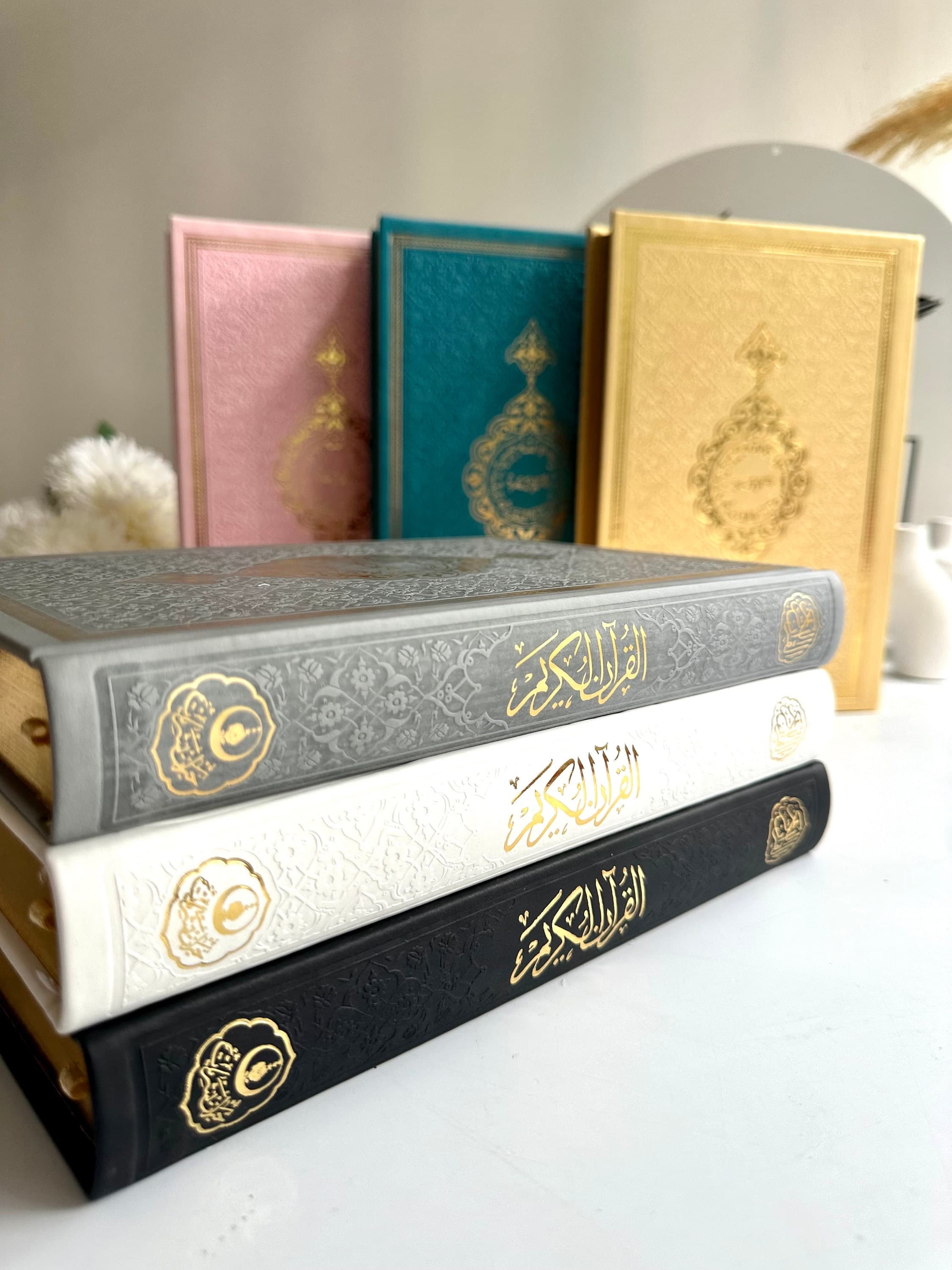 Large Gray Arabic Quran Gift Set, Prayer Rug, Tasbih, Ramadan Gift - image 3