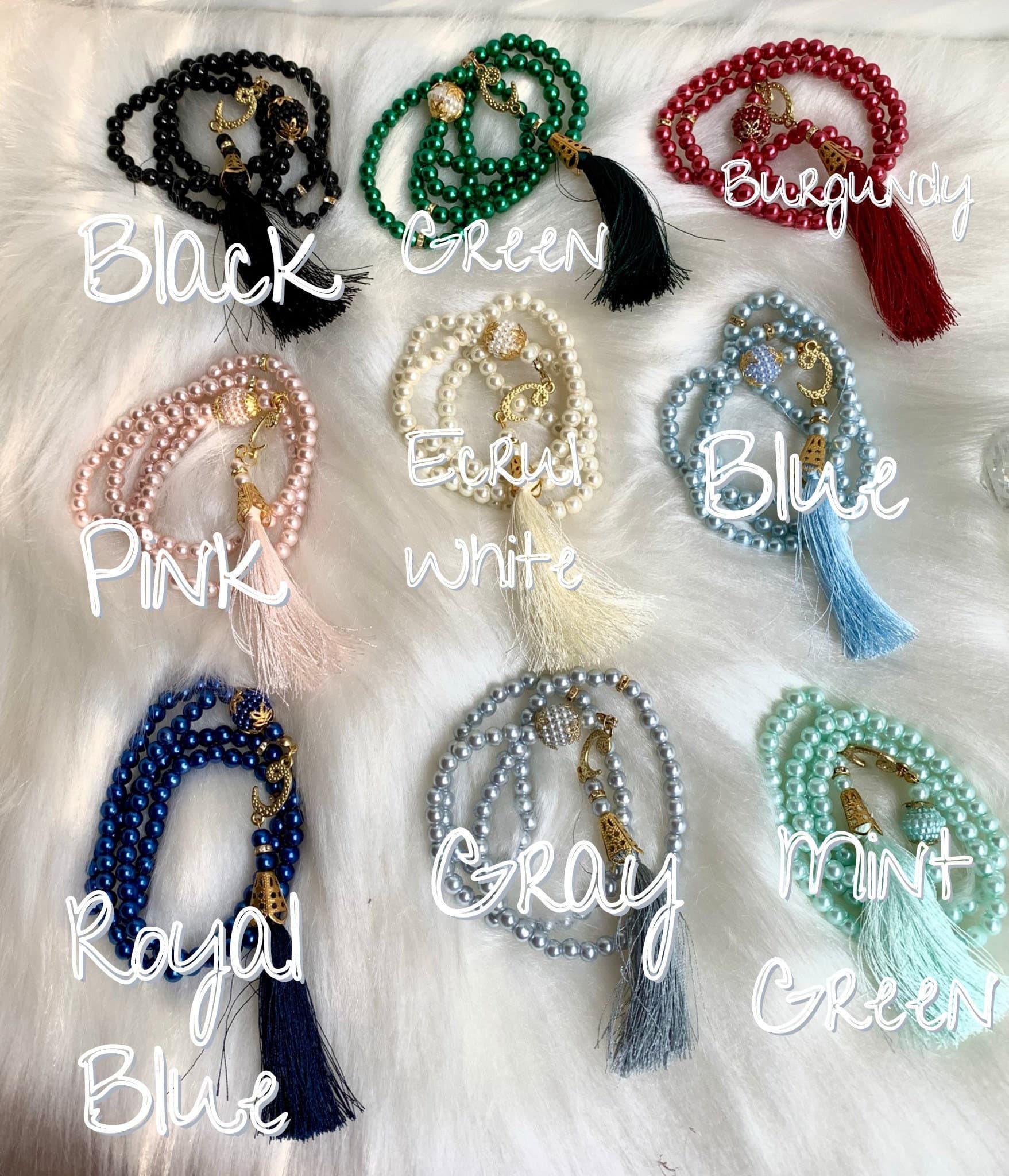 Pearl Tasbih Prayer Beads, Islamic Wedding Gift, Colorful Tasbih