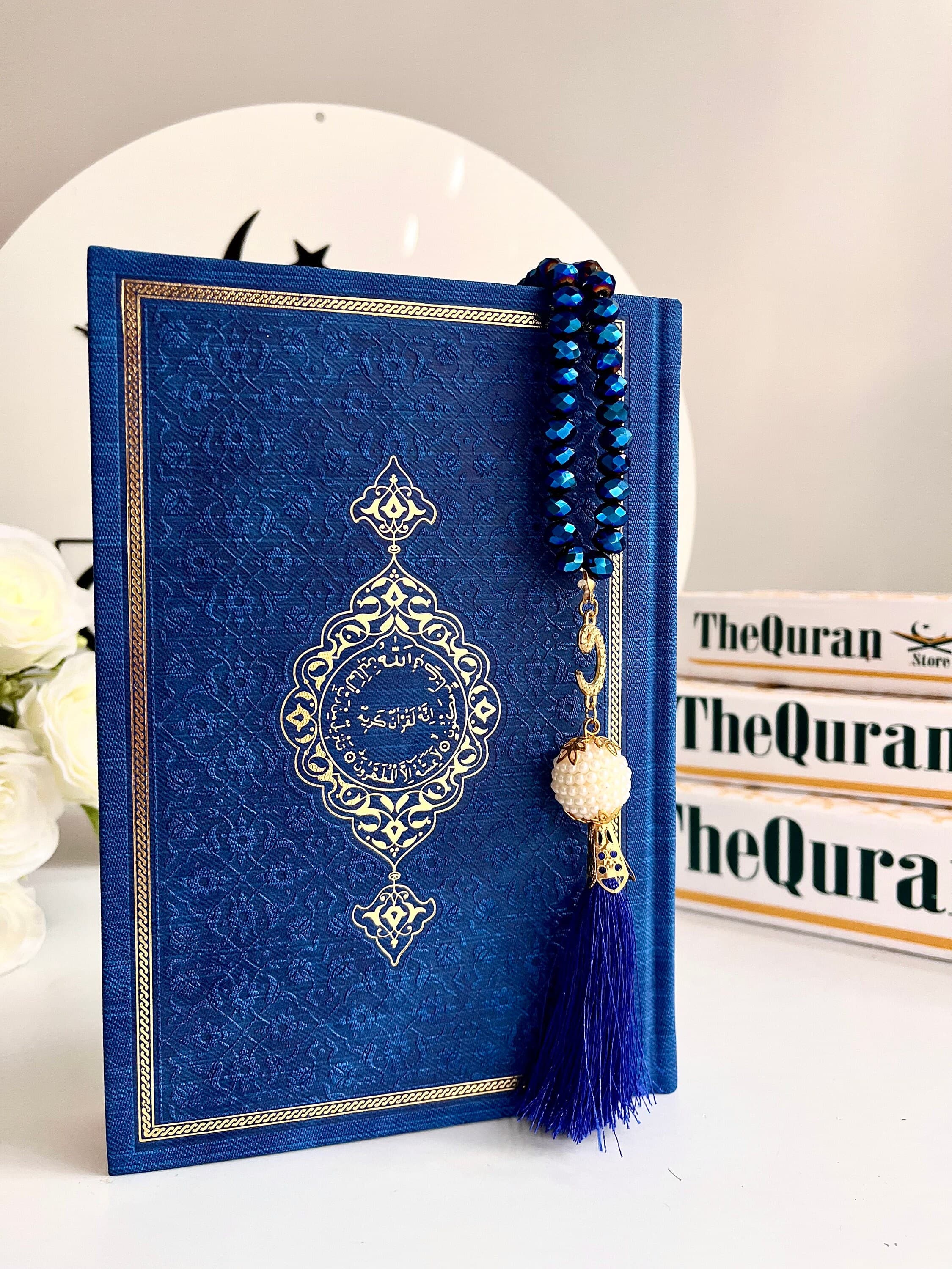 Royal Blue Leather Quran Gift Box Set, Ramadan Quran Gift, Navy Blue Leather Quran, Islamic Favors, Muslim Gift Set, Eid Gift - image 5