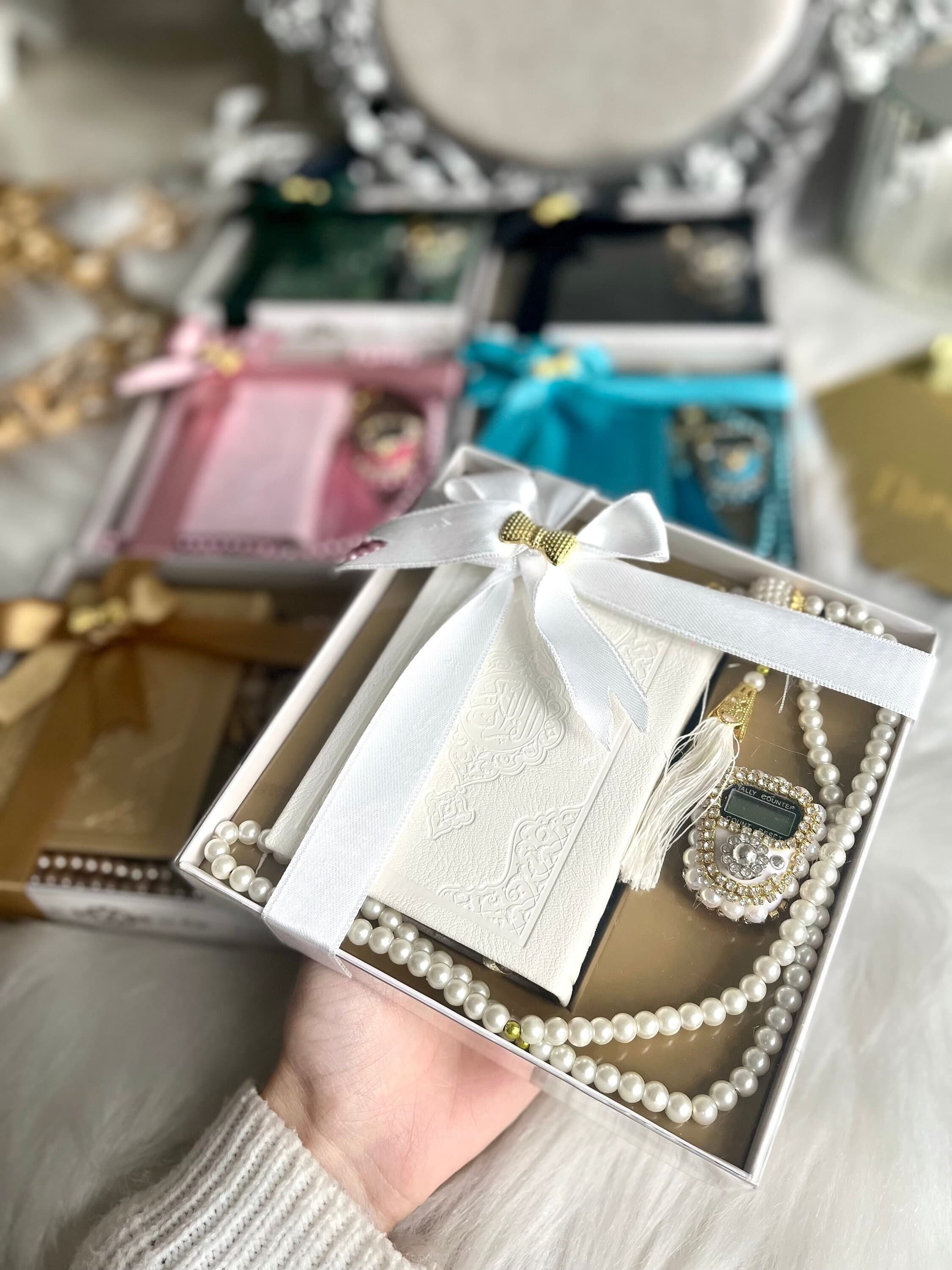 White Islamic Gift Set Koran Tasbih, Ramadan Mubarak, Digital Counter, Islamic Favors, Muslim Gift, Finger Counter, Ramadan Gift,Eid-ul Fitr