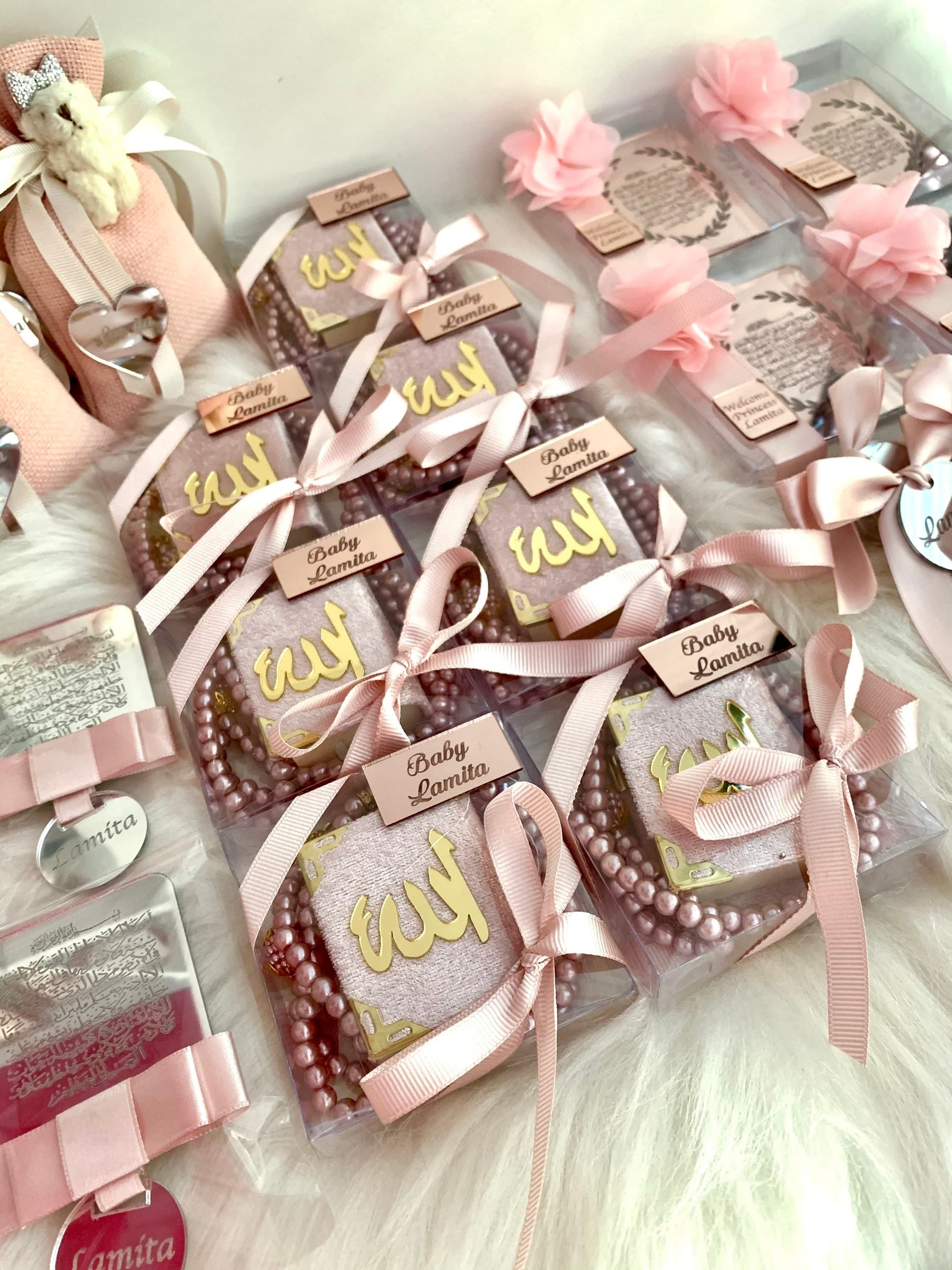 Rose Gold Mini Quran Gift, Umrah Mubarak, Muslim Baby Favors, Personalized Islamic Baby Gift, Arabic Quran and Tasbih Set, Ramadan Gift, Eid