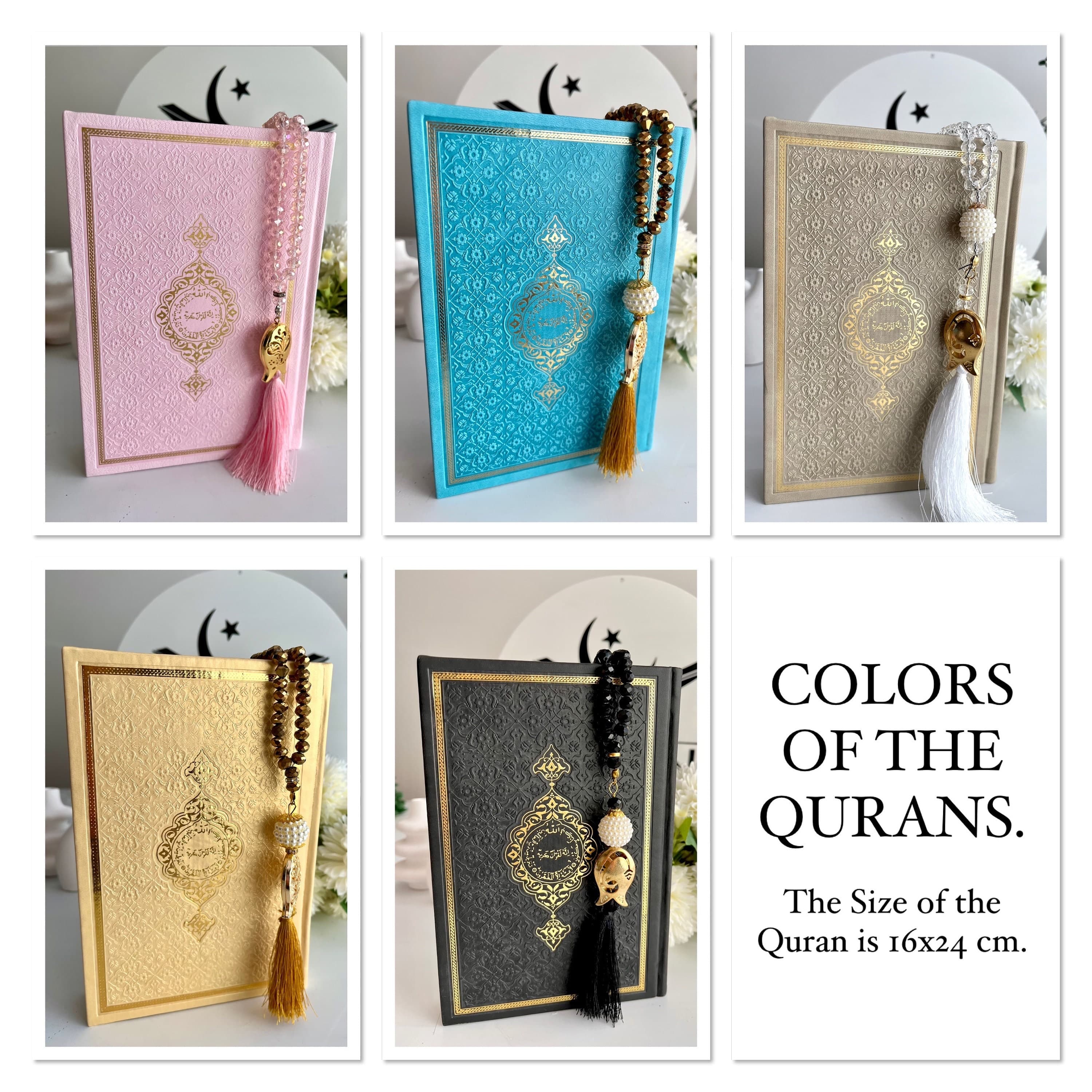 Medium Arabic Quran, Hajj Gift, Umrah Gift, Special Quran Set, Muslim Friend Gift, Eid Gift, Arabic Leather Quran, PrayerMat, Crystal Tasbih