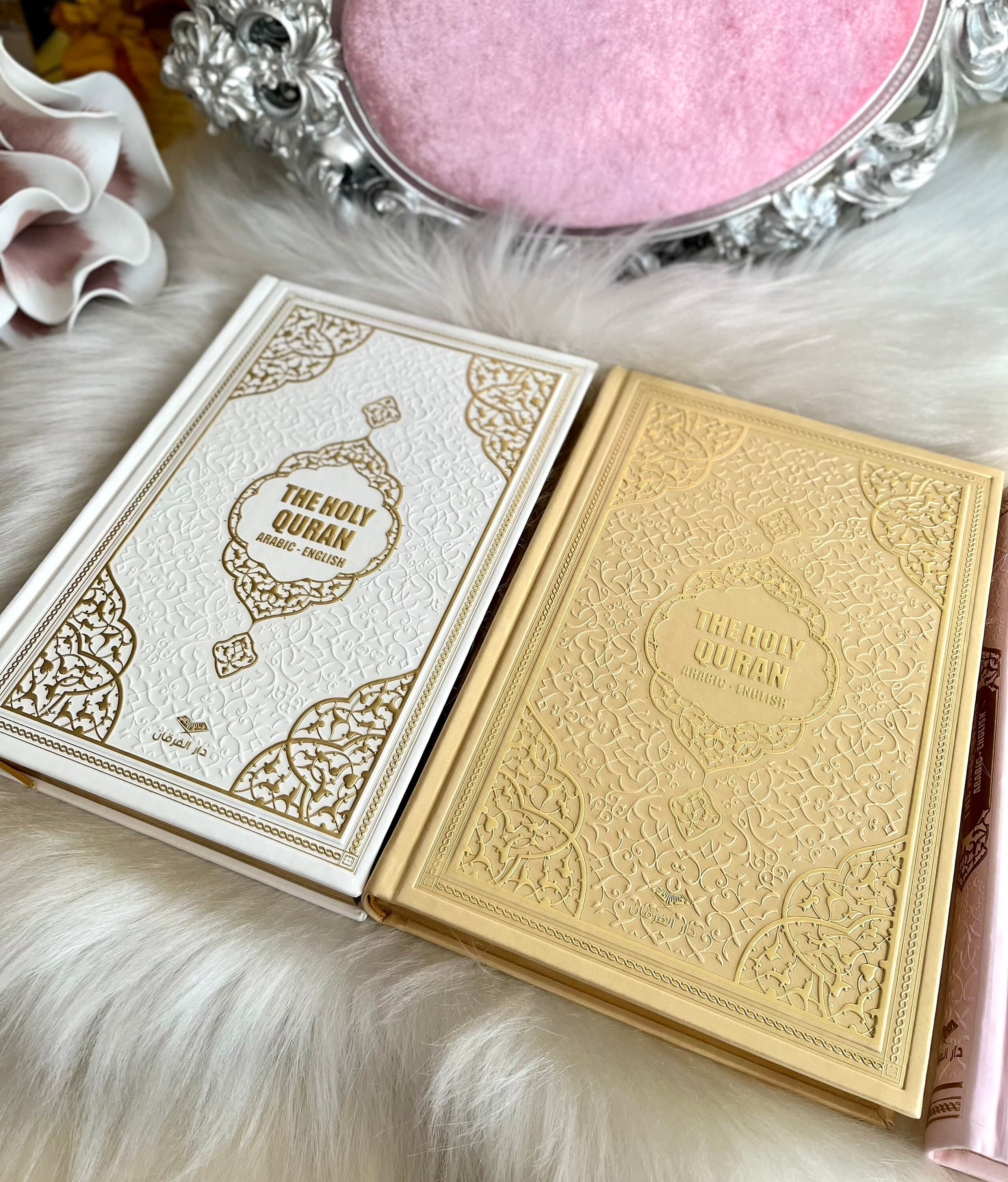 Gold Leather Quran Gift Set, English Translation, Prayer Rug, Tasbih - image 3