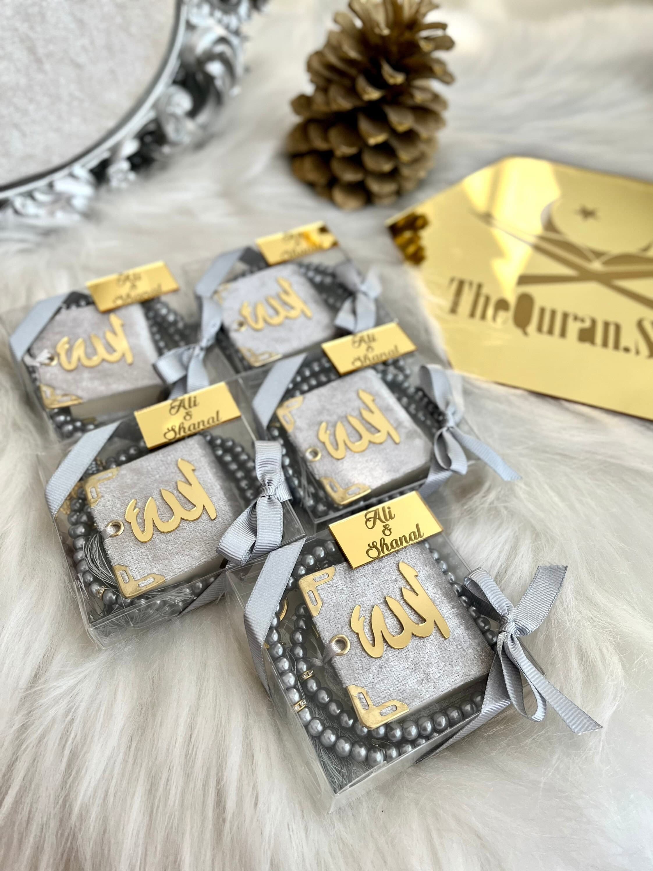 Silver Mini Quran Gift, Muslim Wedding Gift, Ramadan Kareem, Muslim Baby Boy Favors, Custom Islamic Baby Gift, Quran and Tasbih, Ameen Gift