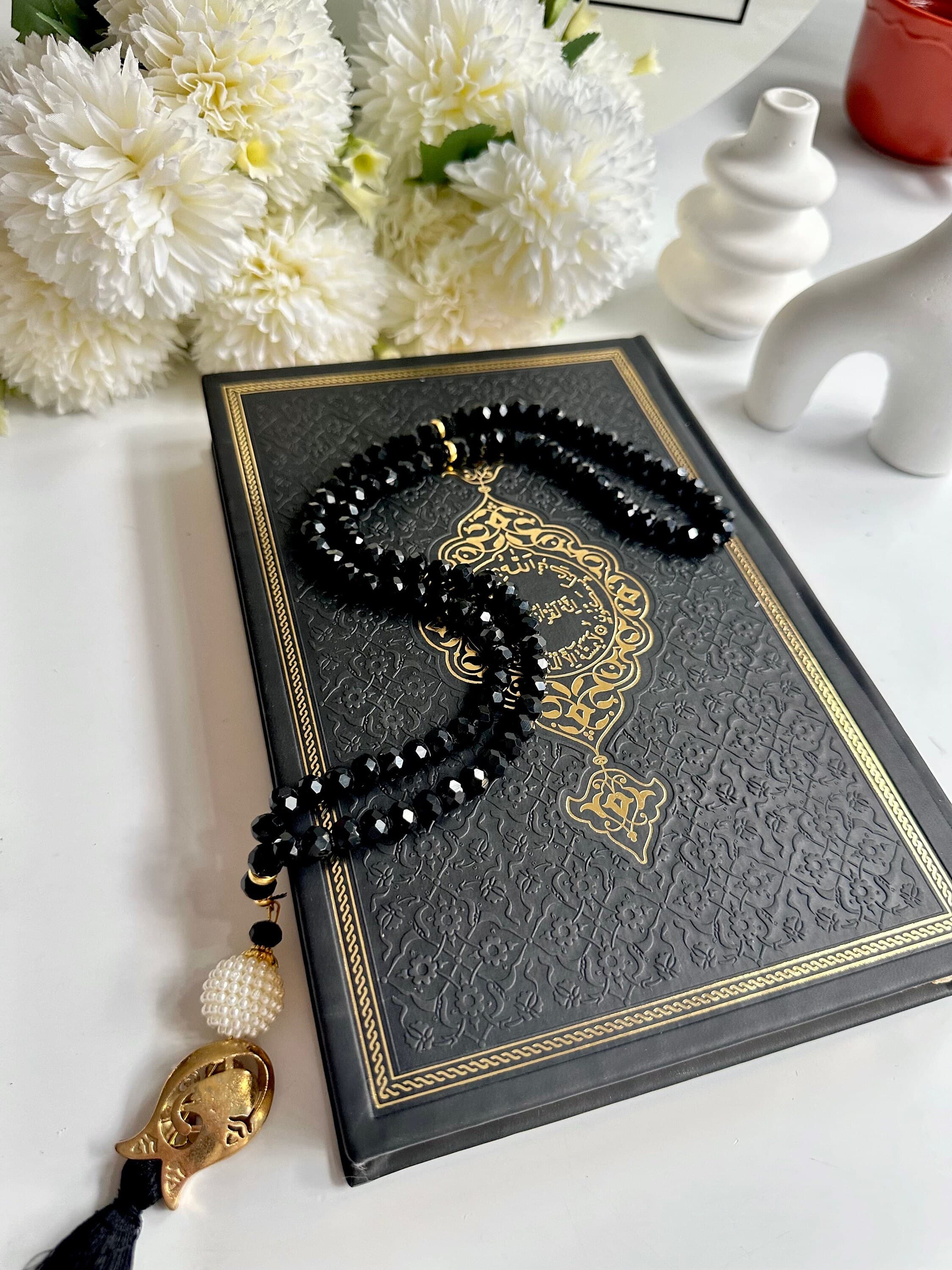 Large Black Arabic Quran, Ramadan Quran, Special Quran Set, Muslim Men Quran, Eid Gift, Arabic Leather Quran, Prayer Rug, Crystal Tasbih - image 3