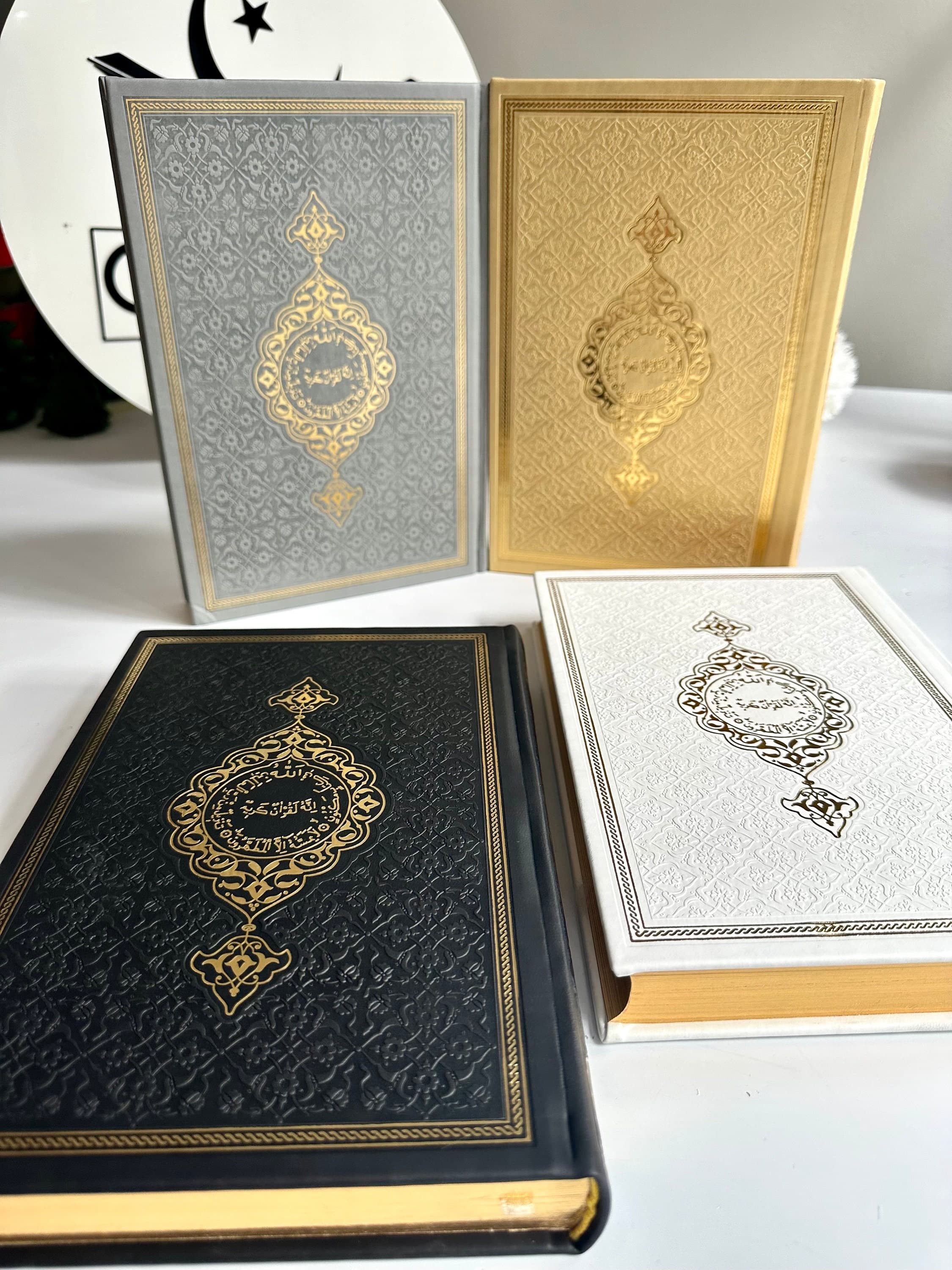 Large Silver Arabic Quran Gift Set, Leather, Prayer Rug & Tasbih - image 5