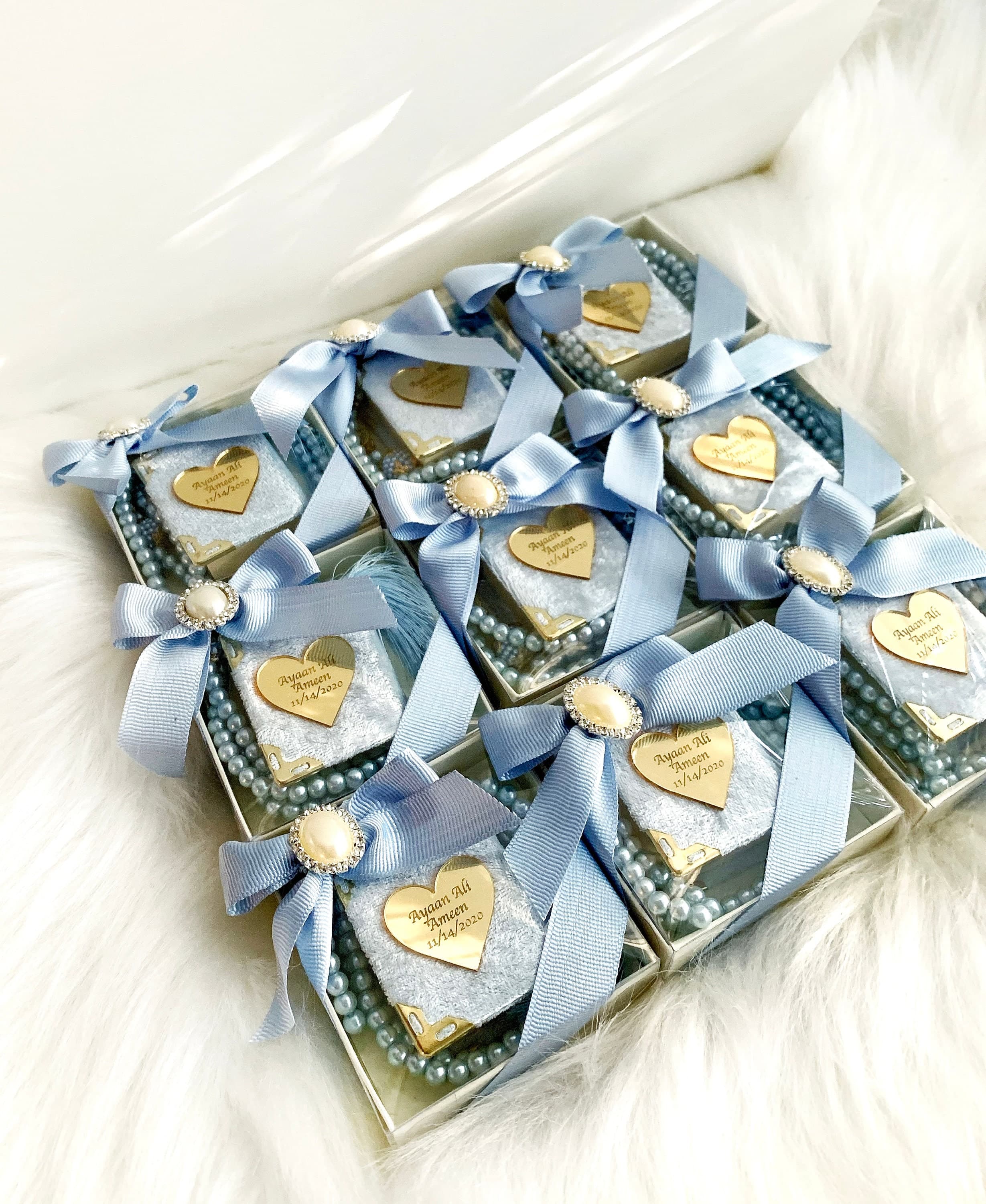 Blue Mini Quran Gift Set, Muslim Wedding Gift Set, Eid Gift, Wedding Favors, Personalized Islamic Gift, Arabic Quran and Tasbih, Aqiqah Gift - image 5