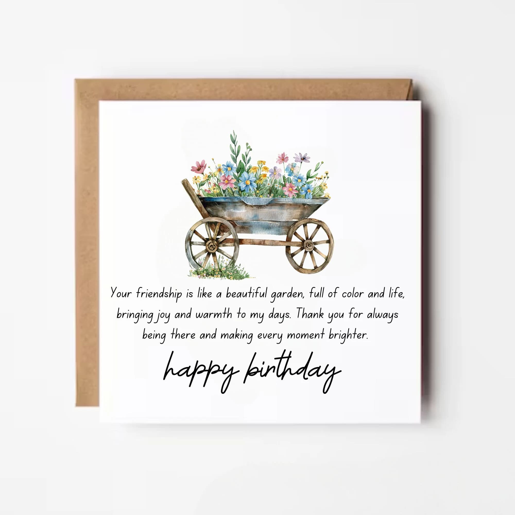 Floral Wheelbarrow Birthday Card For Friend: Personalized Greeting