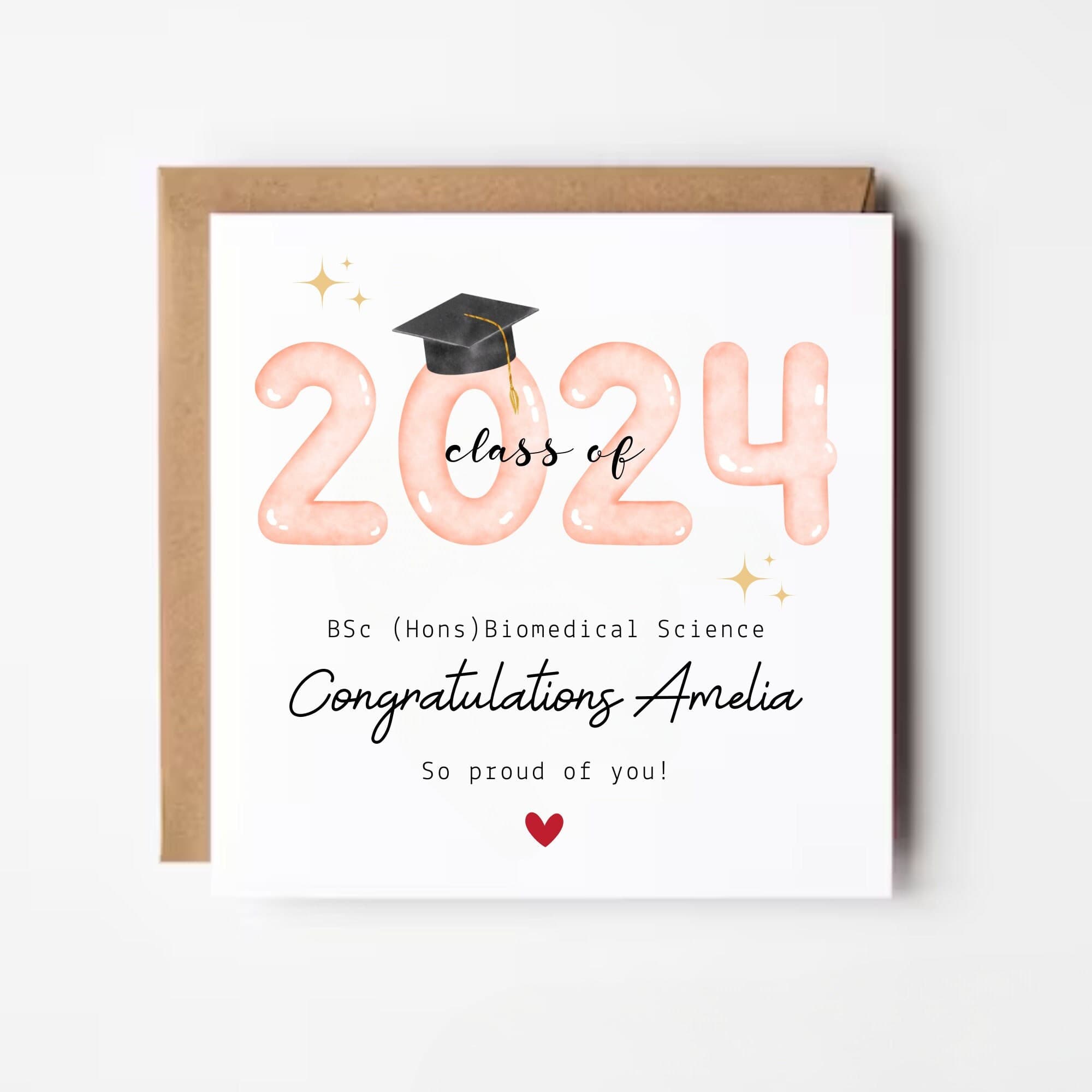 Personalized Graduation Card: Class of 2024, Kraft Envelope