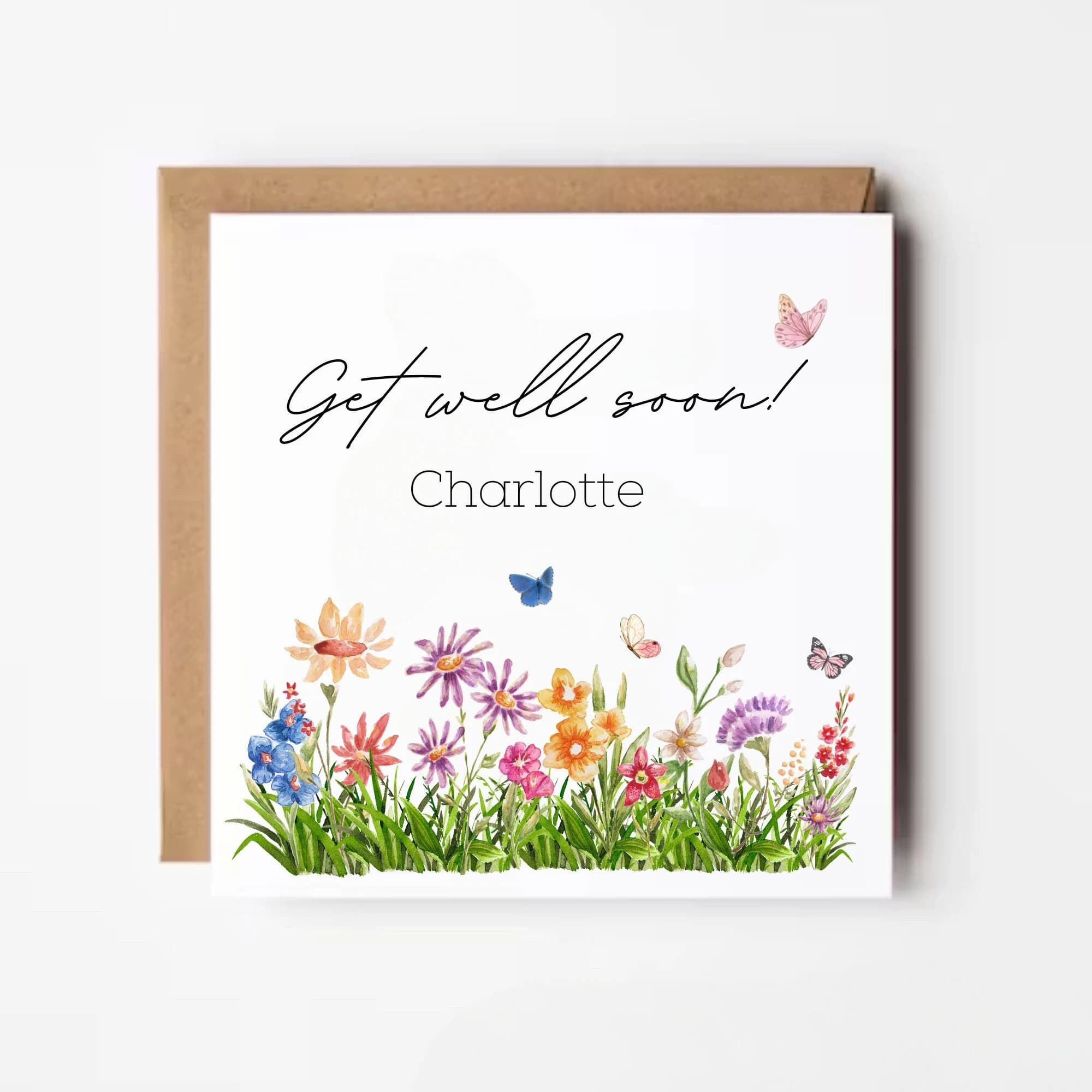 Personalised Floral Get Well Card, Speedy Recovery Encouragement Card For Friend, Support Card, Feel Better Card, Thinking of You Card