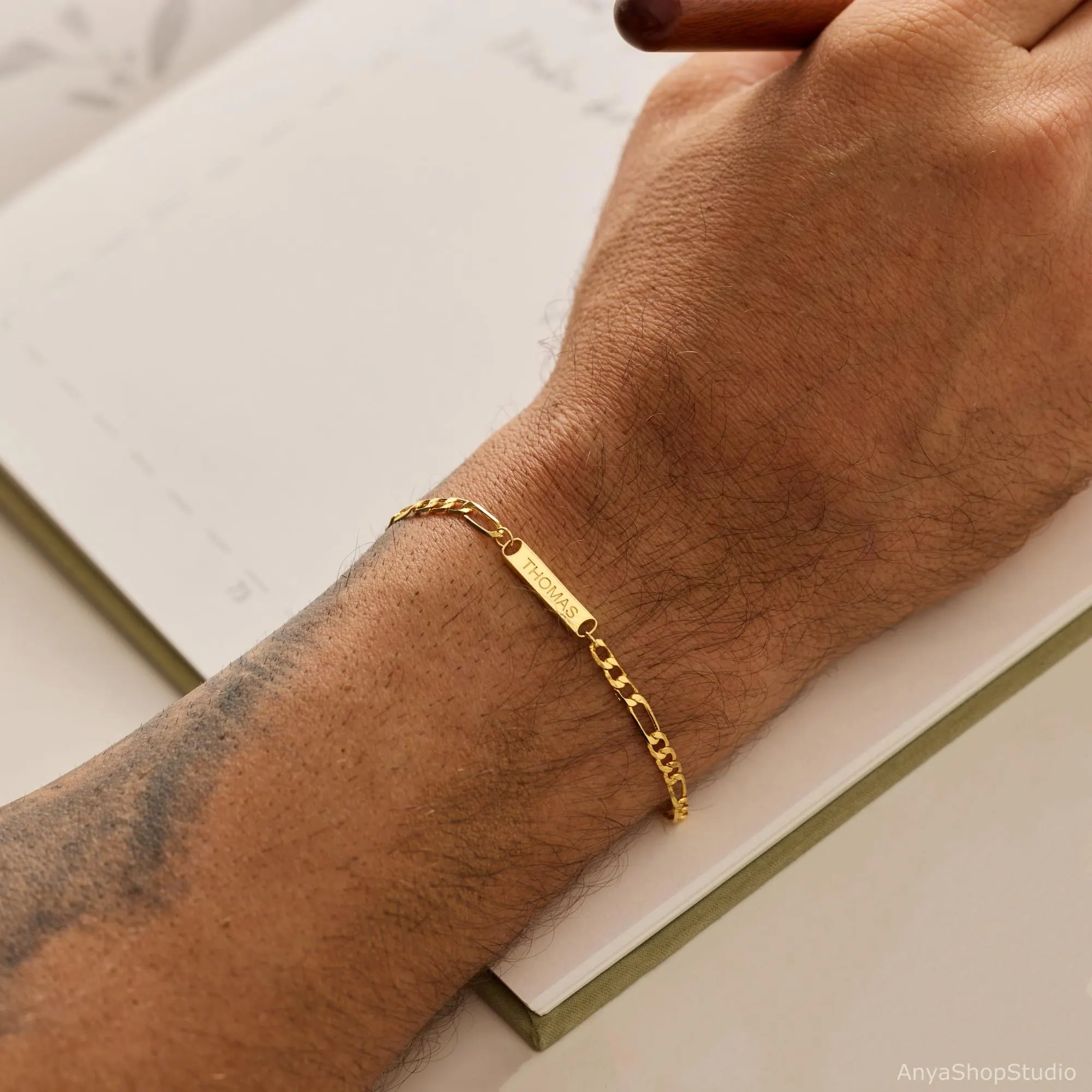 Custom Name Bar Bracelet, Engraved Name Bracelet, Men Name Jewelry, Personalised Family Gift, Couple Bracelet, Grooms Gift For Him, Dad Gift - image 4