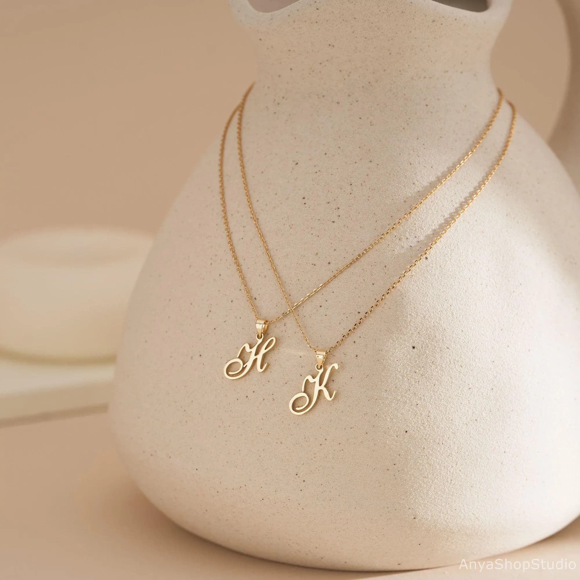 Custom Initial Pendent Necklace, Handmade Letter Charm Necklace, Personalized Jewelry, Personalized Gift for Her, Minimalist, Christmas Gift - image 2