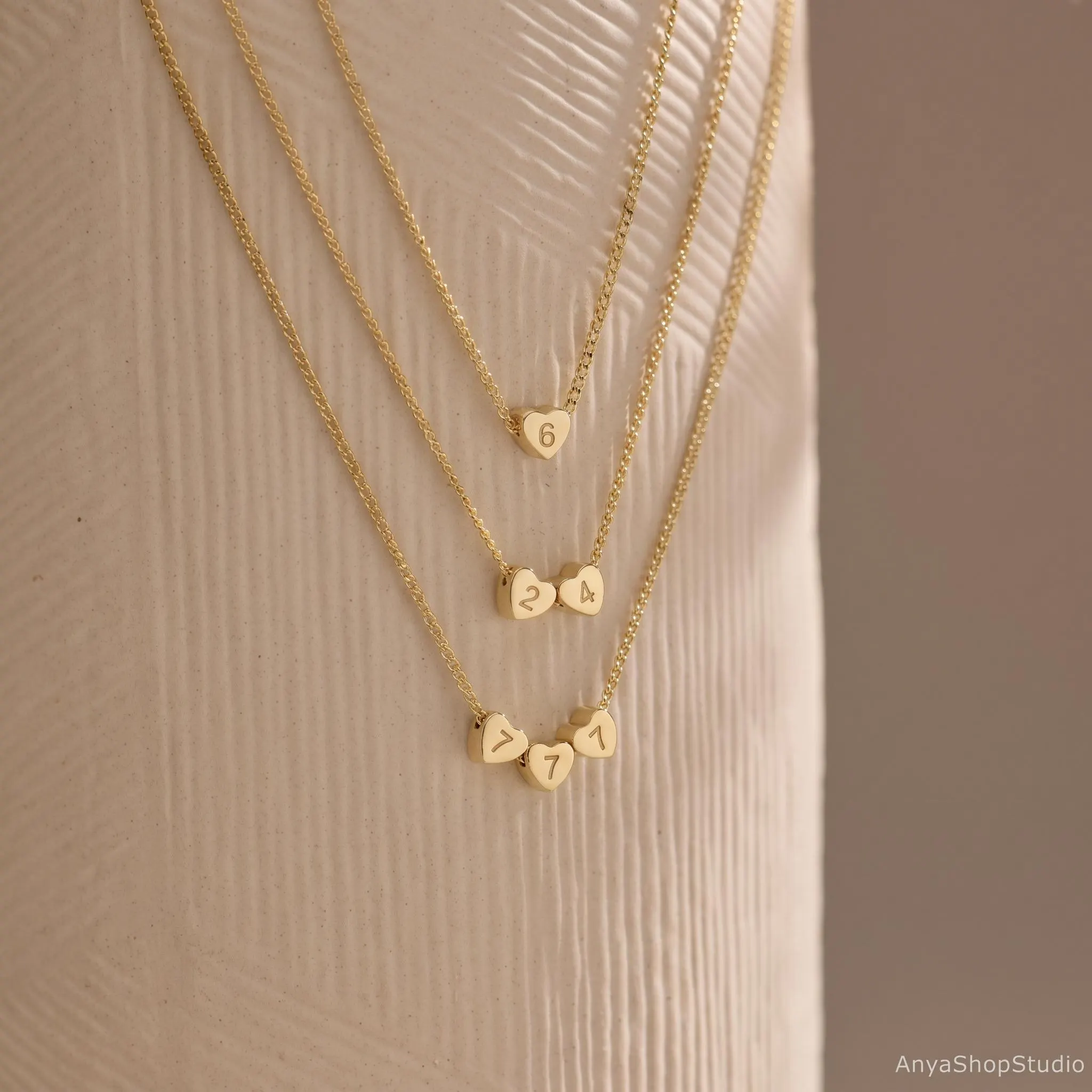3D Heart Charm Necklace, Dainty Heart Necklace for Kids, Custom Number Heart Necklace, Personalised Jewellery, Back to School Gift for Her - image 3