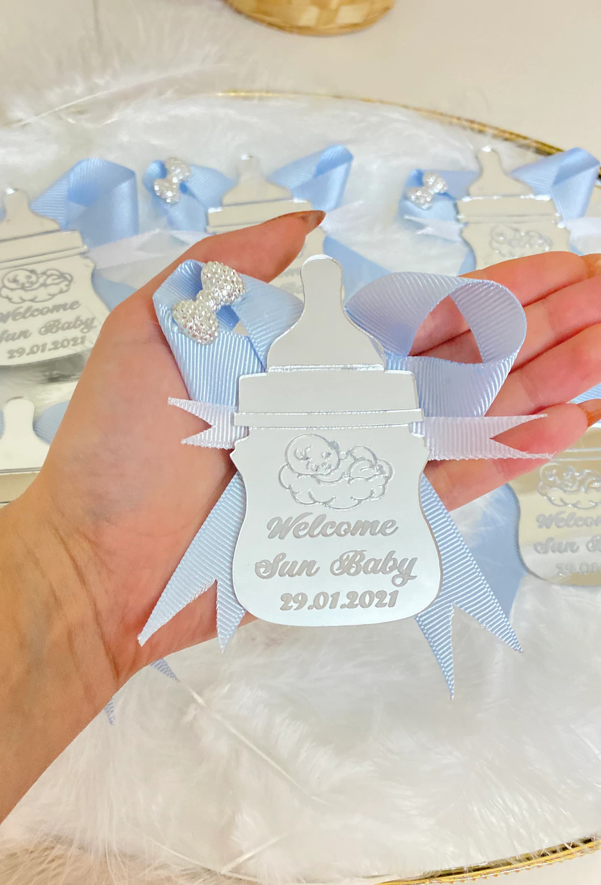 Personalized Baby Bottle Magnet Favors, Laser Engraved Acrylic, Babyshower Gifts - image 4