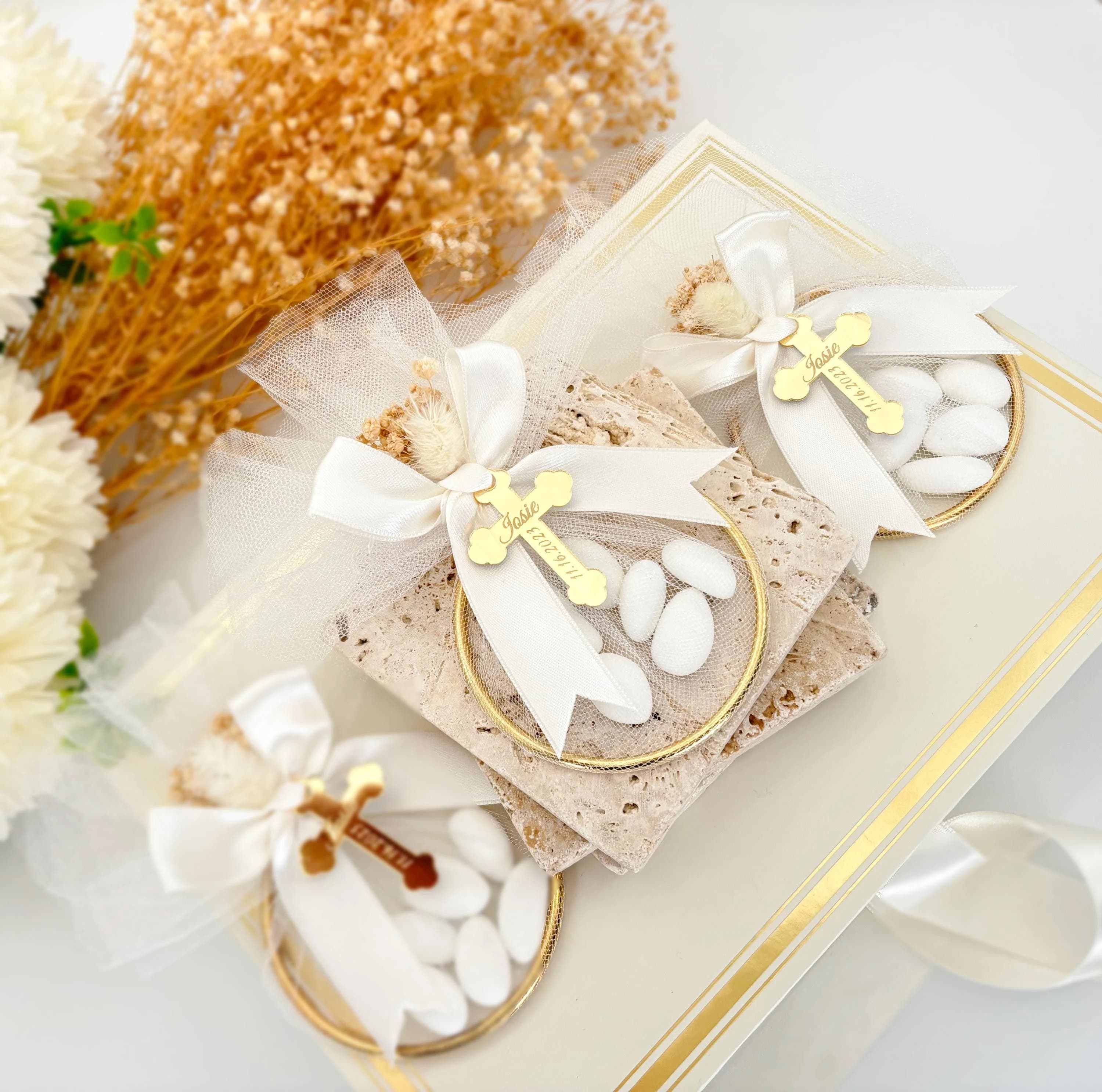 Almond Candy Baptism Favor, Personalized Cross Tag - image 3