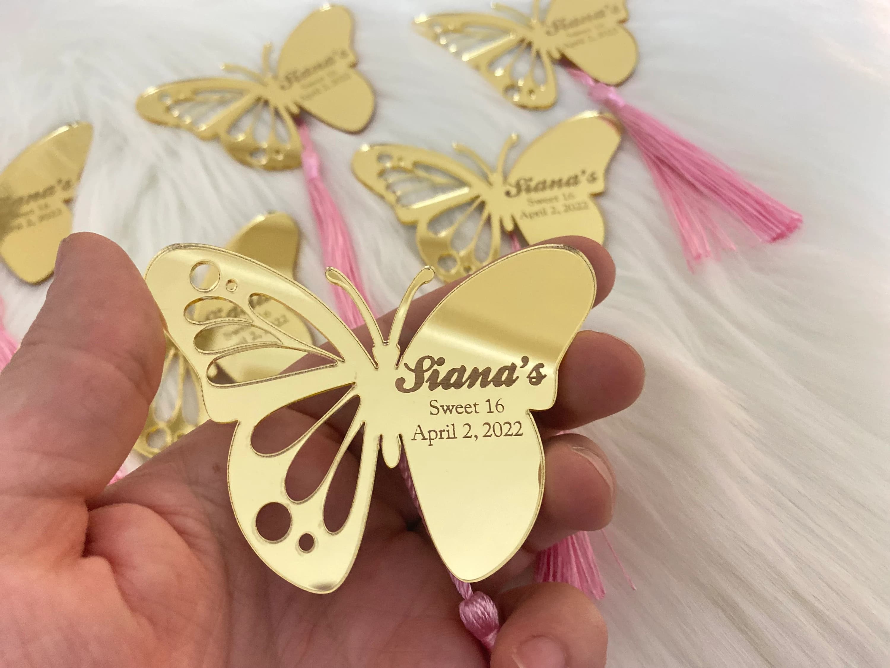 Butterfly Mirror Magnet Favors, Personalized Sweet 16, Quinceañera - image 4