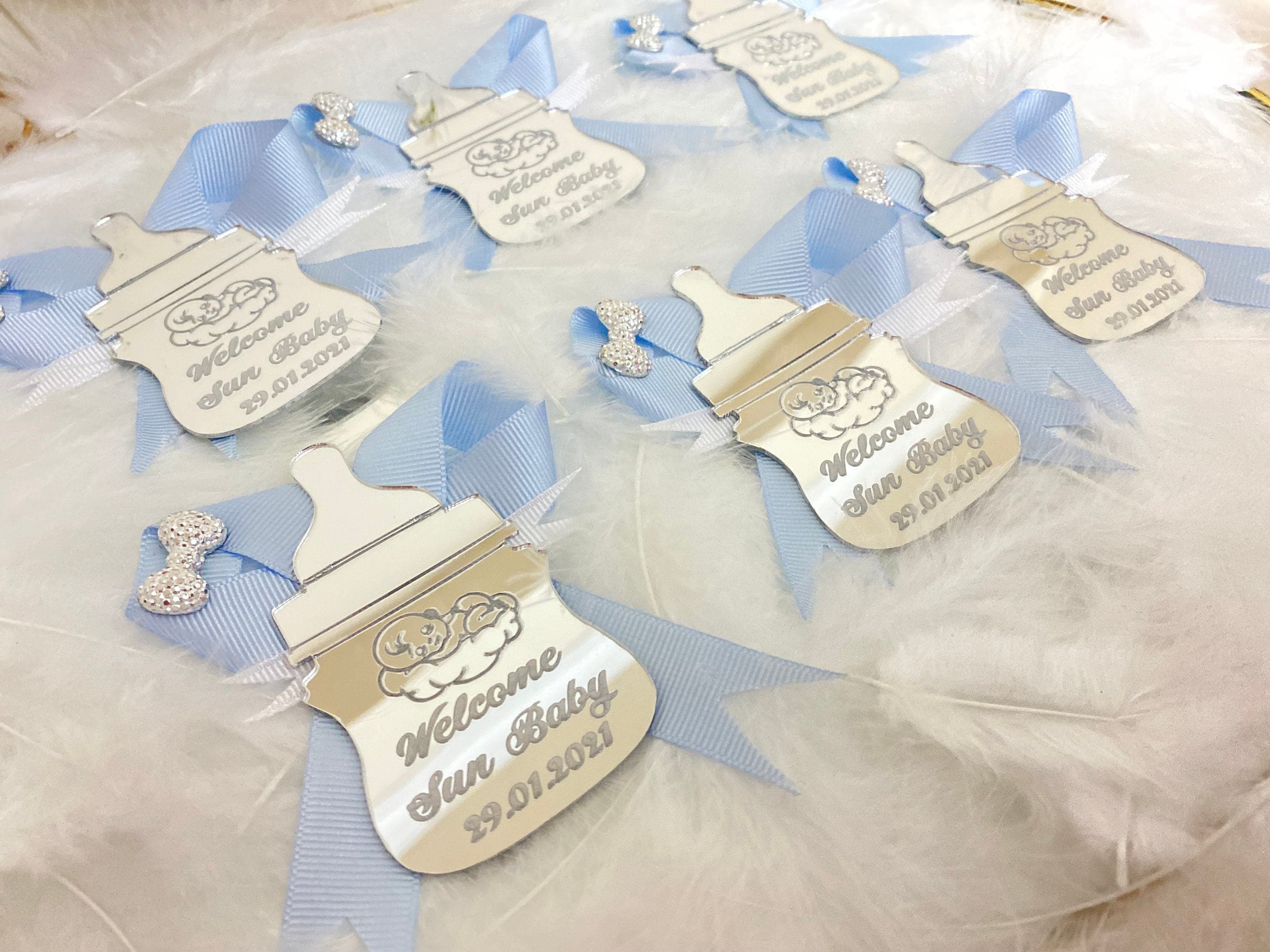 Personalized Baby Bottle Magnet Favors, Laser Engraved Acrylic, Babyshower Gifts