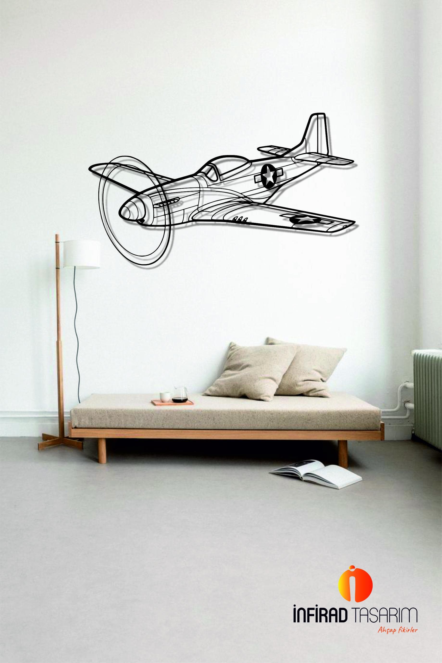 P-51 Mustang Angle Aircraft Metal Wall Art  | Airplanes Wall Art | Airplanes Home Decor l Gift Metal Decor l Minimalist Decor - image 4