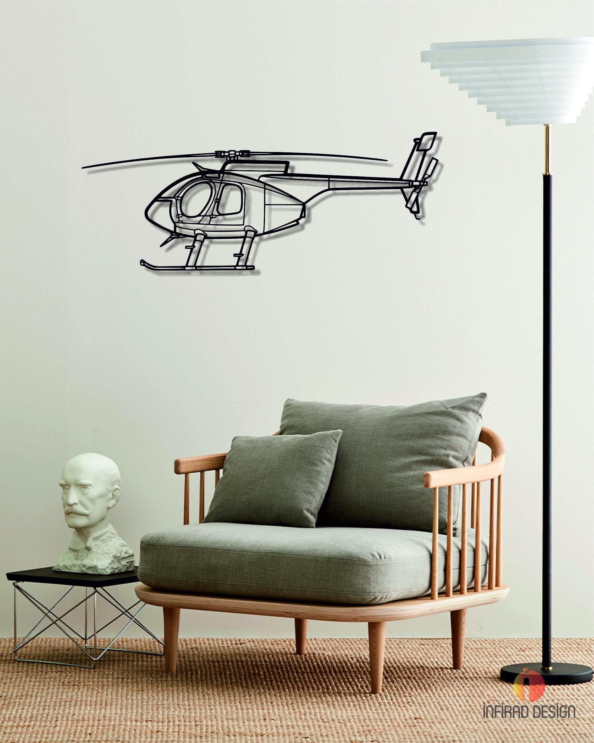 MD500 Helicopter Metal Wall Art | Airplanes Wall Art | Aviation Metal Decor l Gift Metal Decor l Minimalist Decor l Pilot Gift - image 4