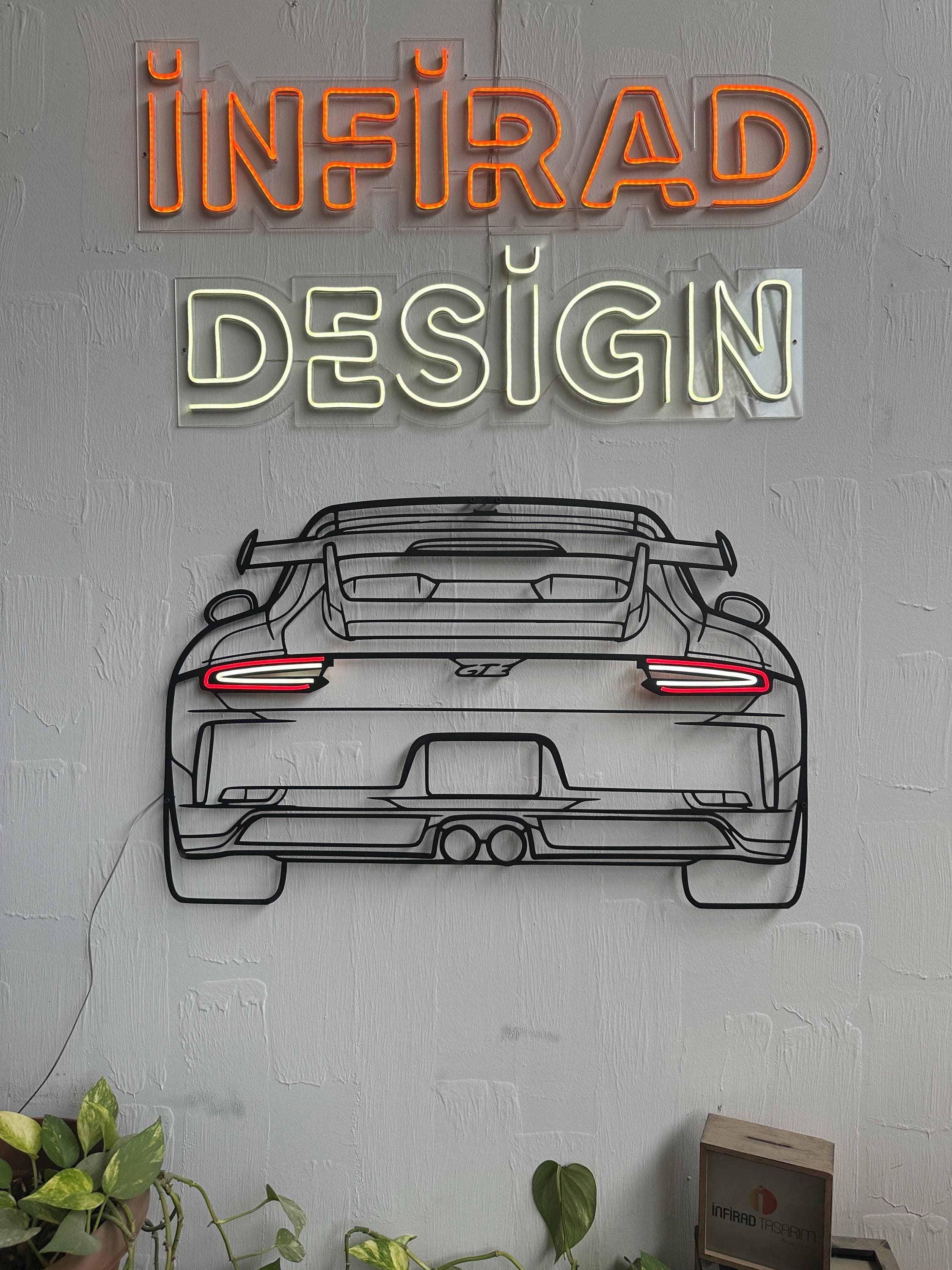 Neon Car Metal Wall Art | Car Wall Art | Gift For Car Lovers | Metal Wall Art | Metal Car Silhouette l Car Gift Decor | Man Cave