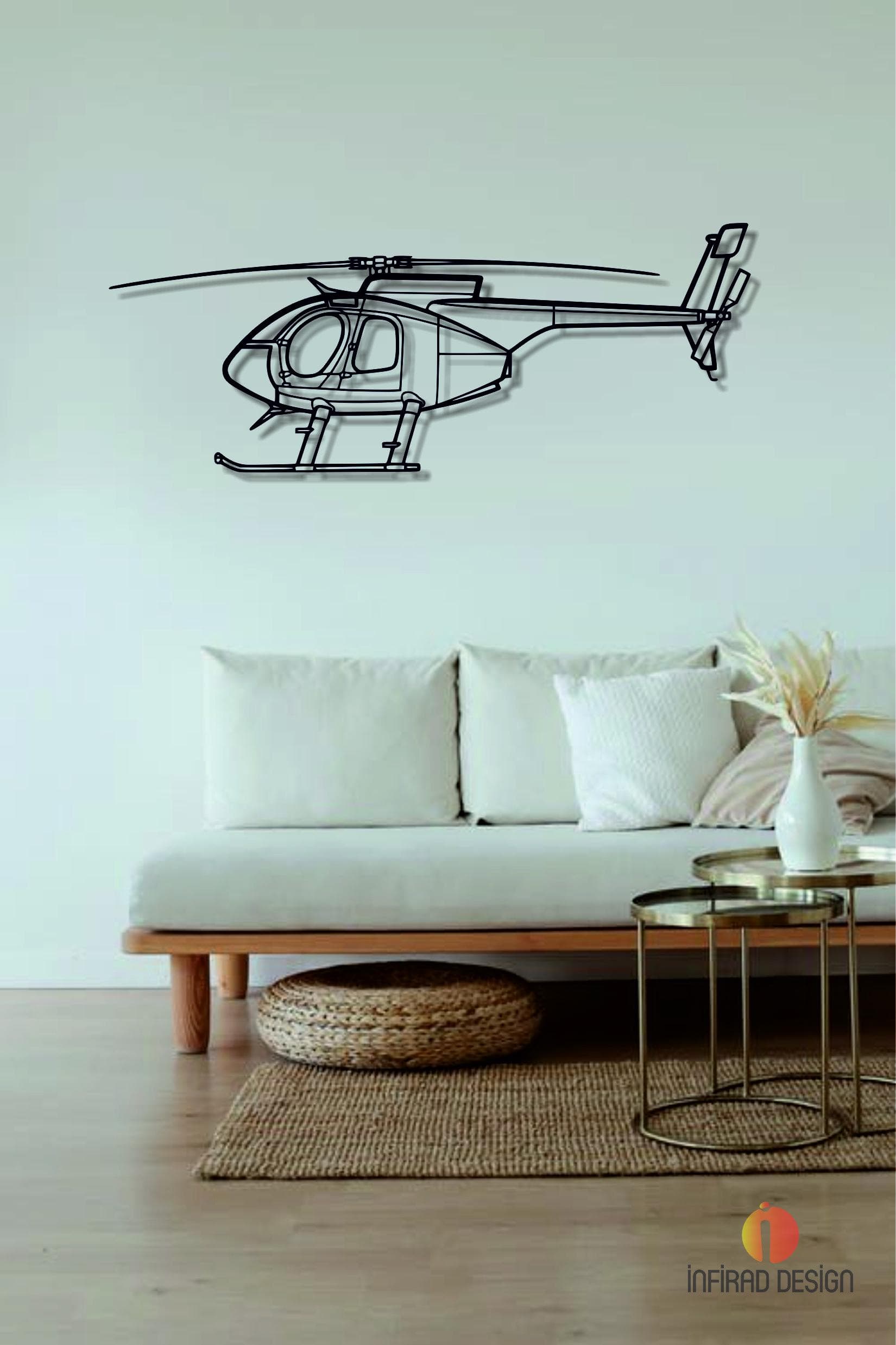 MD500 Helicopter Metal Wall Art | Airplanes Wall Art | Aviation Metal Decor l Gift Metal Decor l Minimalist Decor l Pilot Gift