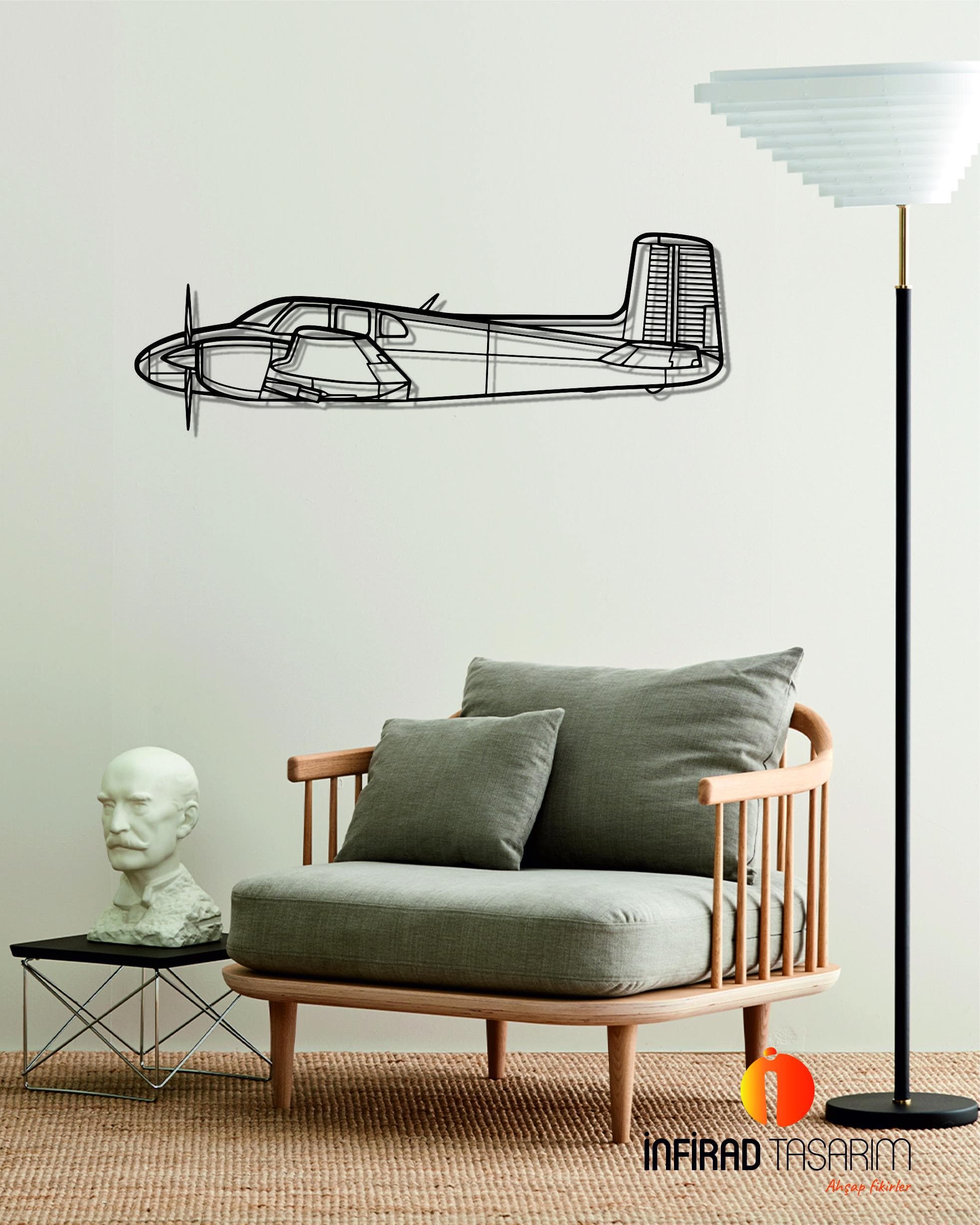 D50 Twin Bonanza Aircraft Metal Wall Art  | Airplanes Wall Art | Airplanes Home Decor l Gift Metal Decor l Minimalist Decor - image 4