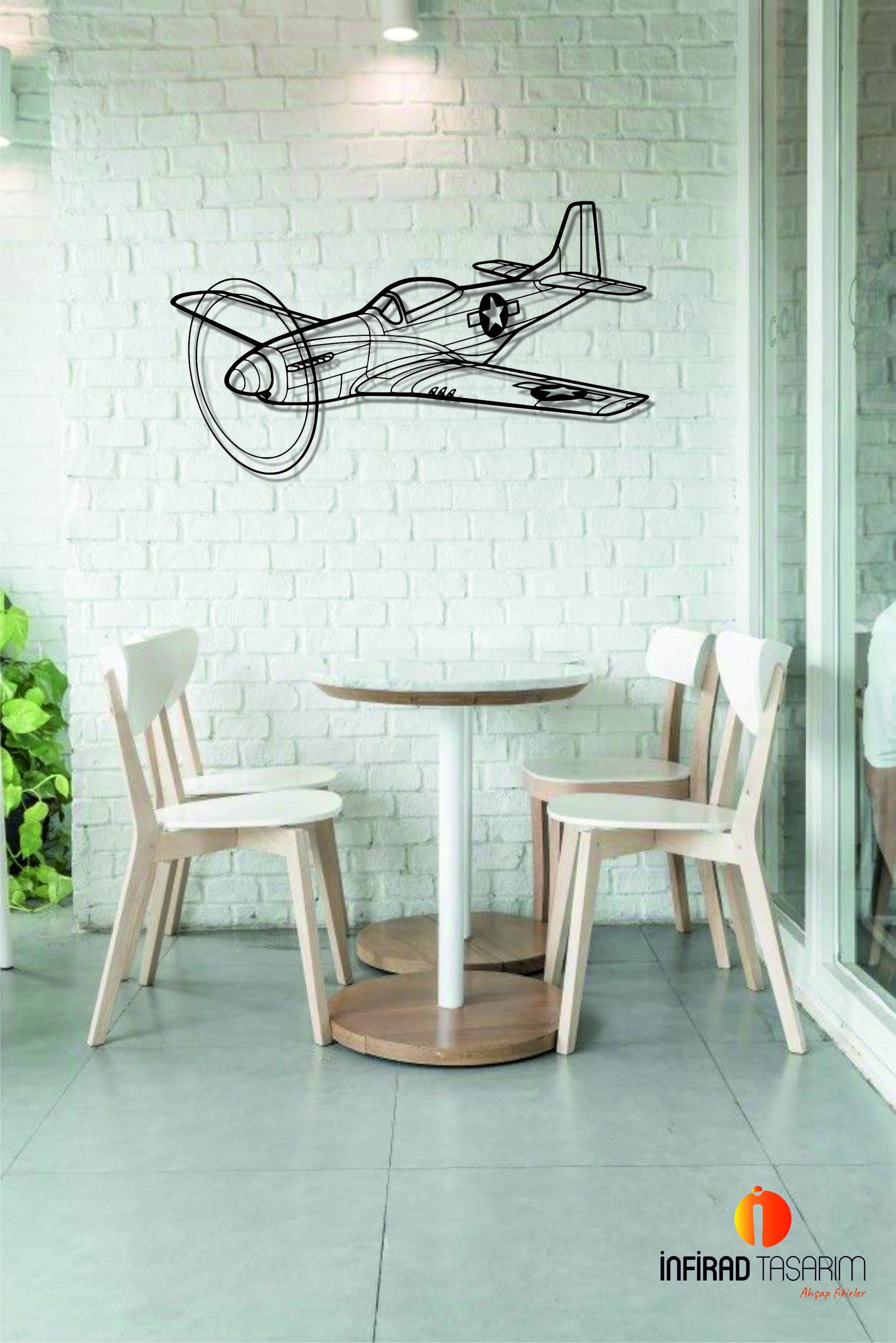 P-51 Mustang Angle Aircraft Metal Wall Art  | Airplanes Wall Art | Airplanes Home Decor l Gift Metal Decor l Minimalist Decor - image 5
