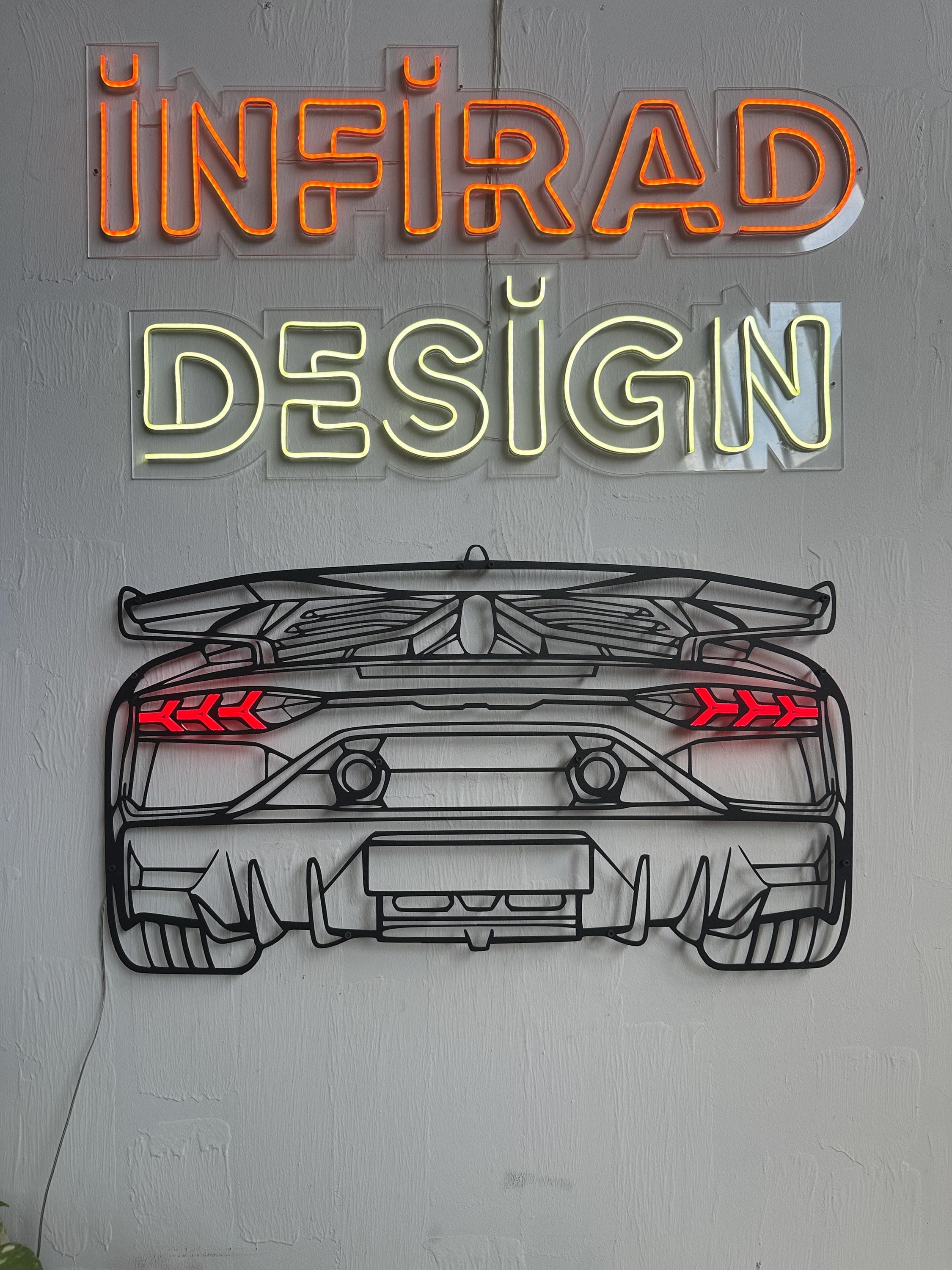 Neon Car Metal Wall Art | Car Wall Art | Gift For Car Lovers  | Metal Wall Art | Metal Car Silhouette l Car Gift Decor | Man Cave 