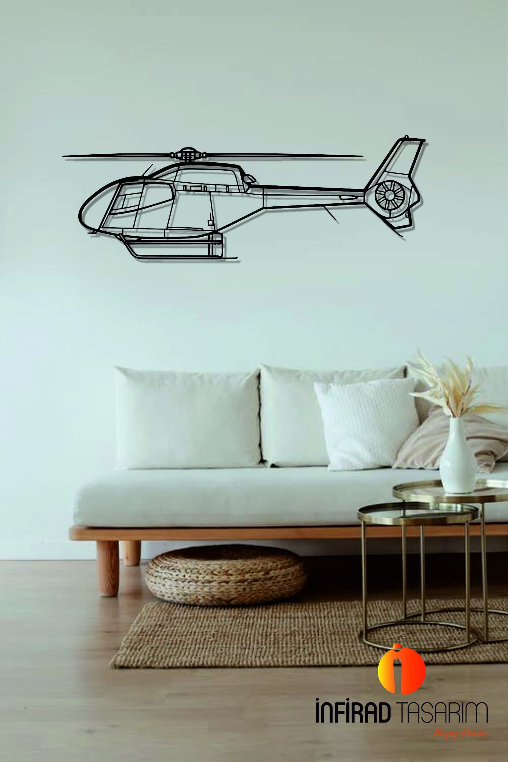 EC120 Helicopter  Metal Wall Art | Helicopter Wall Art | Helicopter Home Decor l Gift Metal Decor l Minimalist Decor