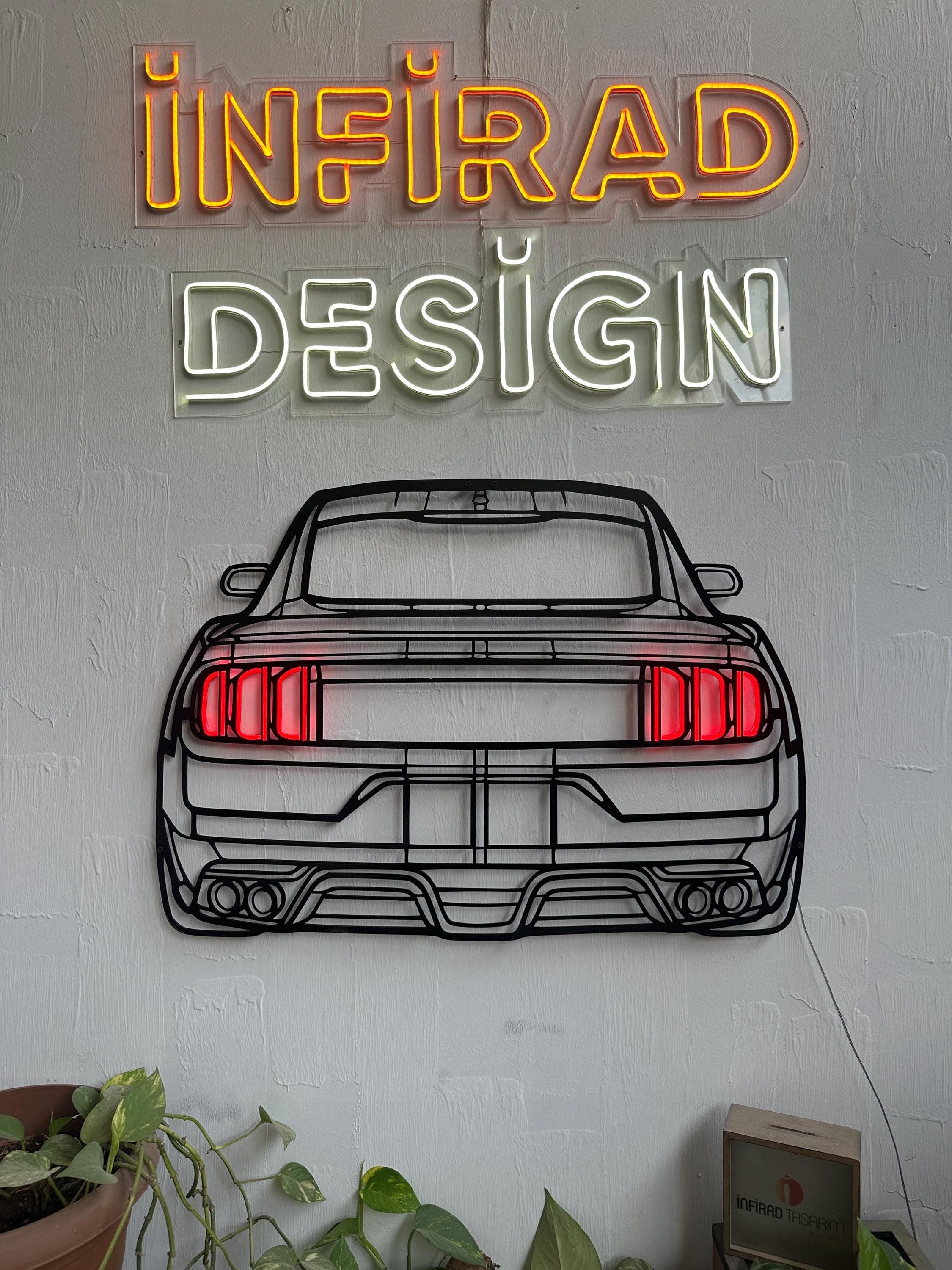 Neon Car Metal Wall Art | Car Wall Art | Gift For Car Lovers | Metal Wall Art | Metal Car Silhouette l Car Gift Decor | Man Cave