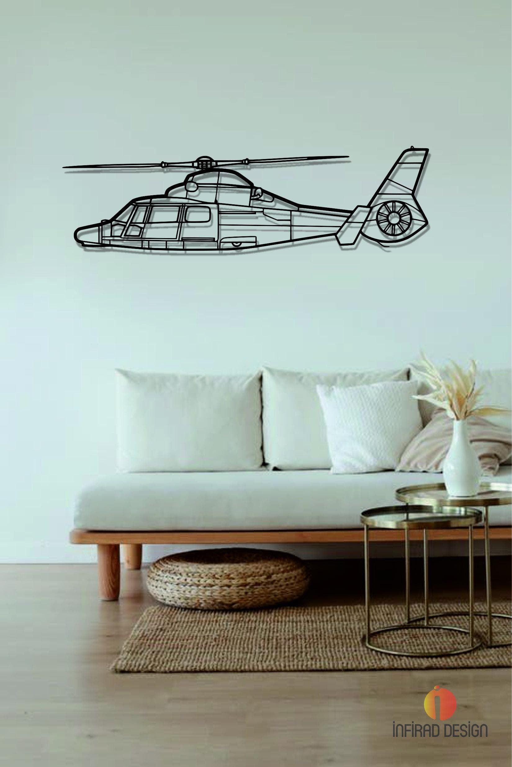 Airbus Helicopters Dauphin Metal Wall Art | Airplanes Wall Art | Aviation Metal Decor l Gift Metal Decor l Minimalist Decor l Pilot Gift
