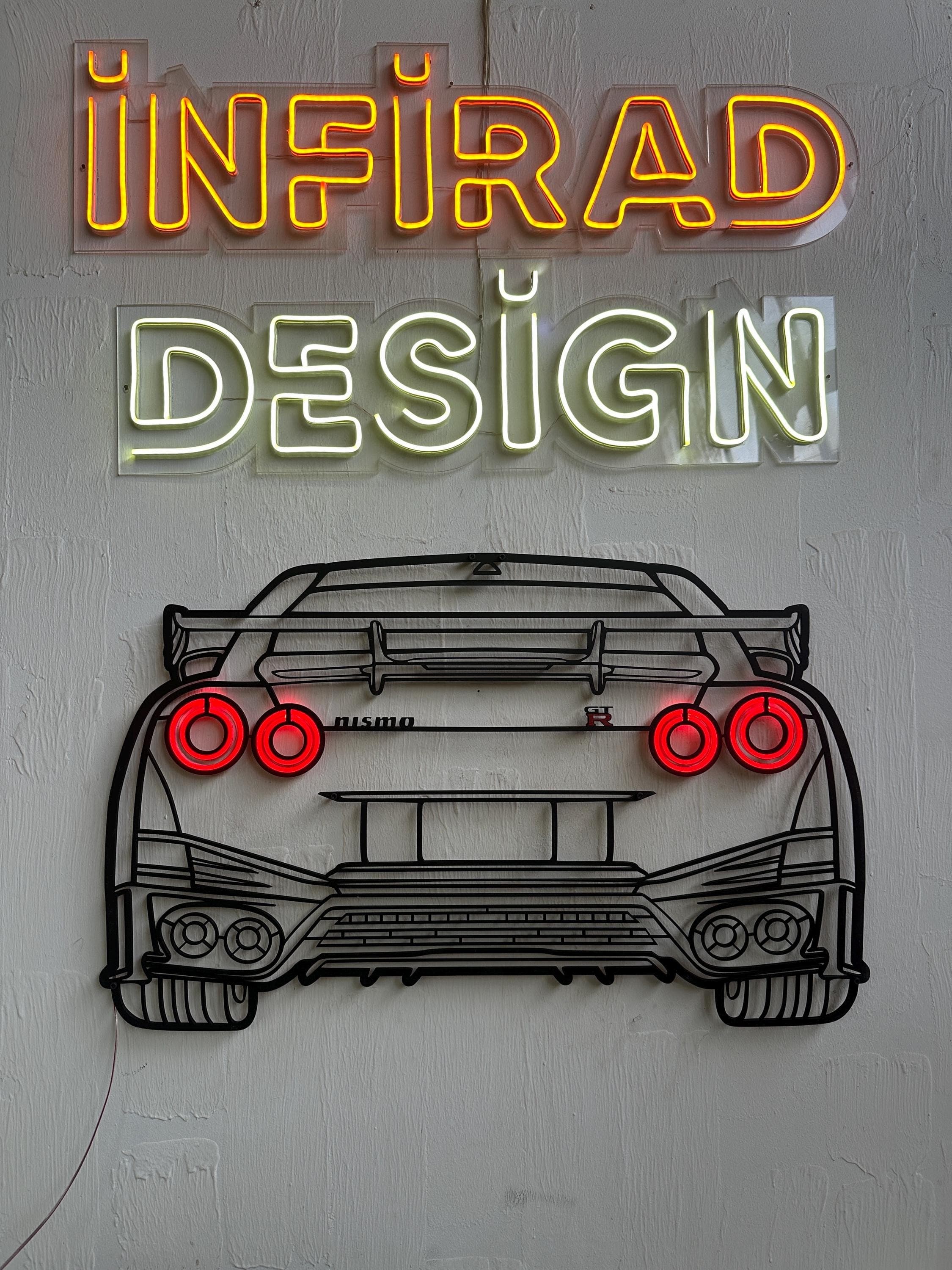 Neon Car Metal Wall Art | Car Wall Art | Gift For Car Lovers  | Metal Wall Art | Metal Car Silhouette l Car Gift Decor | Man Cave