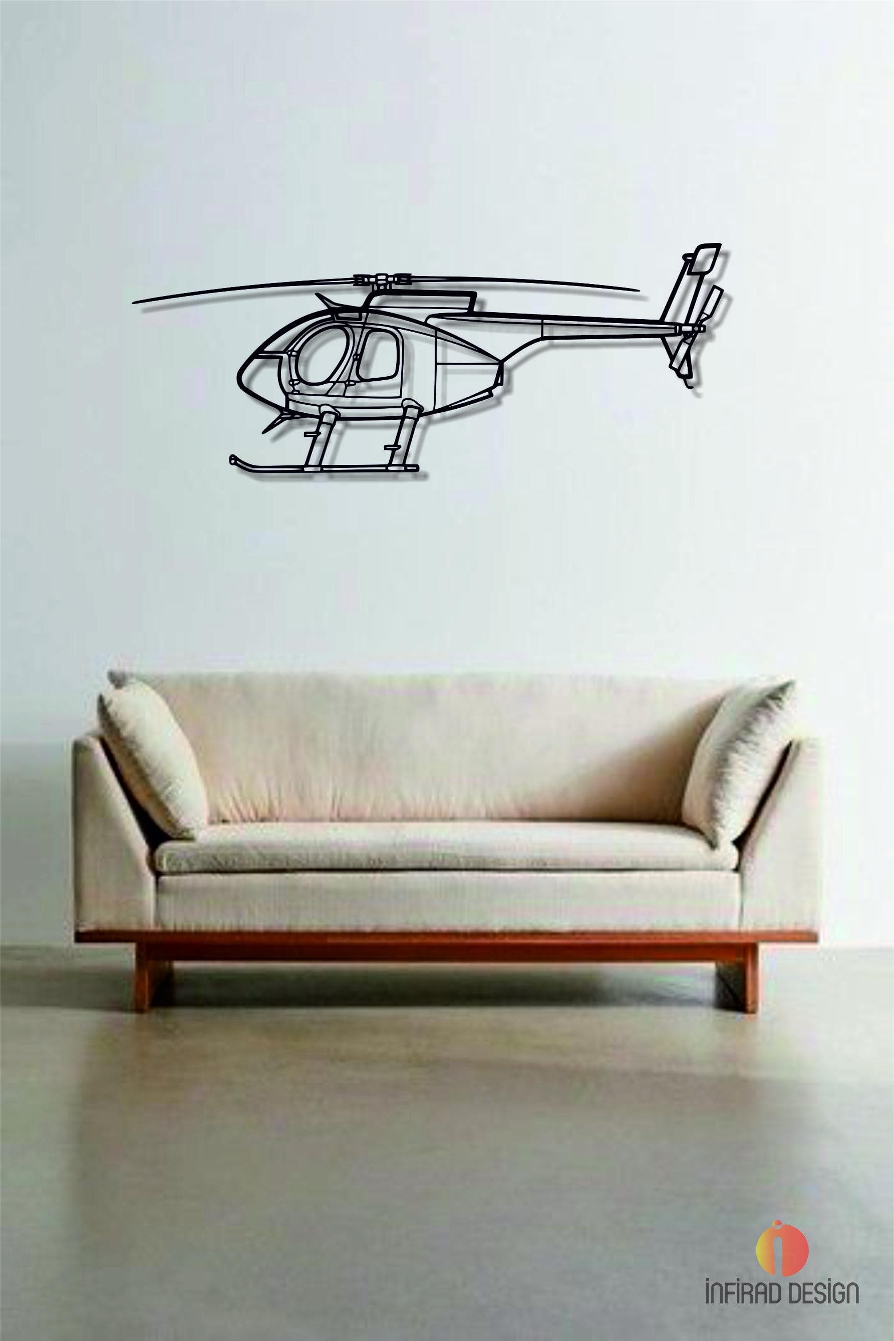 MD500 Helicopter Metal Wall Art | Airplanes Wall Art | Aviation Metal Decor l Gift Metal Decor l Minimalist Decor l Pilot Gift - image 3
