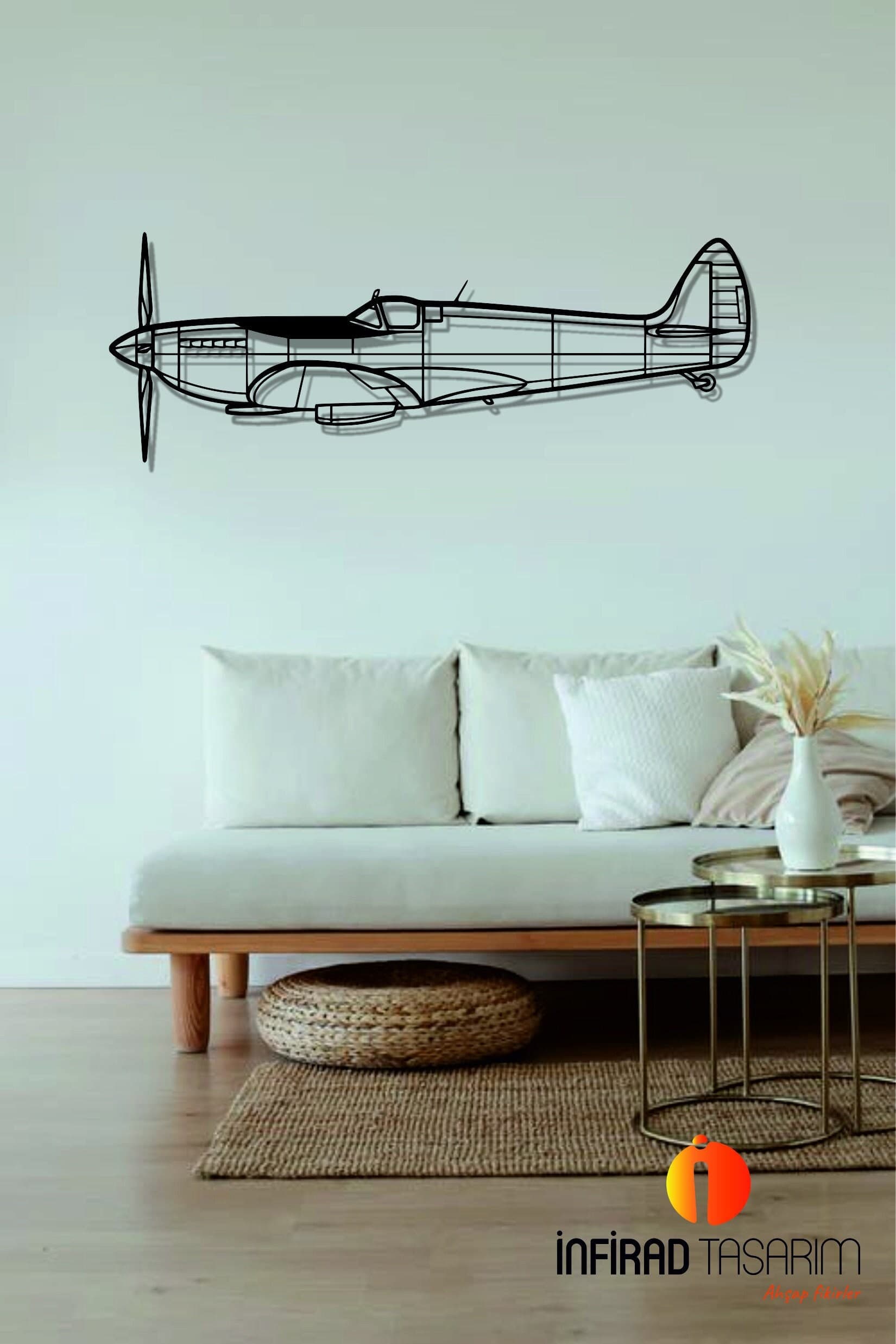 Spitfire Mk. IX Airplanes  Metal Wall Art  | Airplanes Wall Art | Airplanes Home Decor l Gift Metal Decor l Minimalist Decor