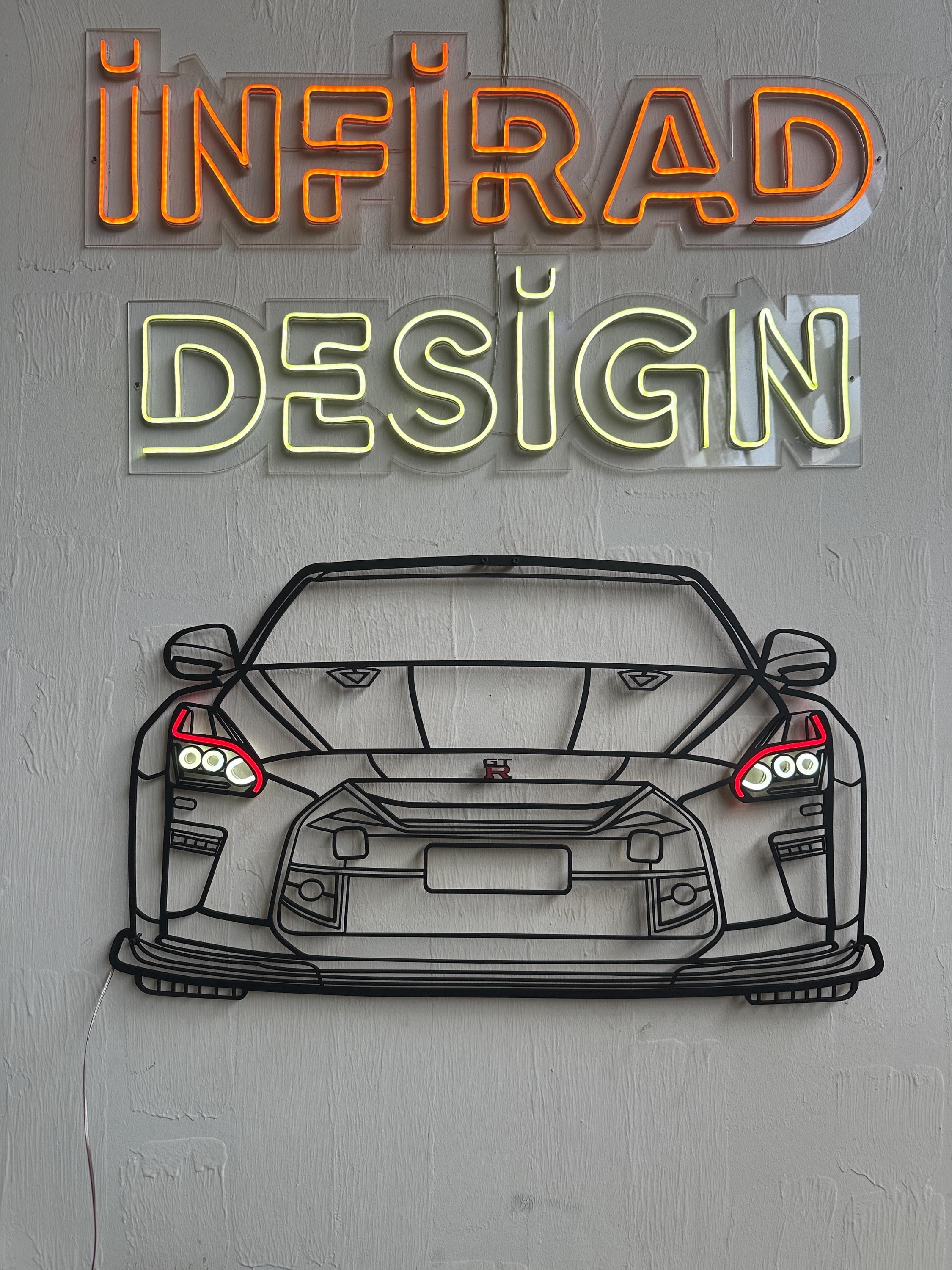 Neon Car Metal Wall Art | Car Wall Art | Gift For Car Lovers  | Metal Wall Art | Metal Car Silhouette l Car Gift Decor | Man Cave