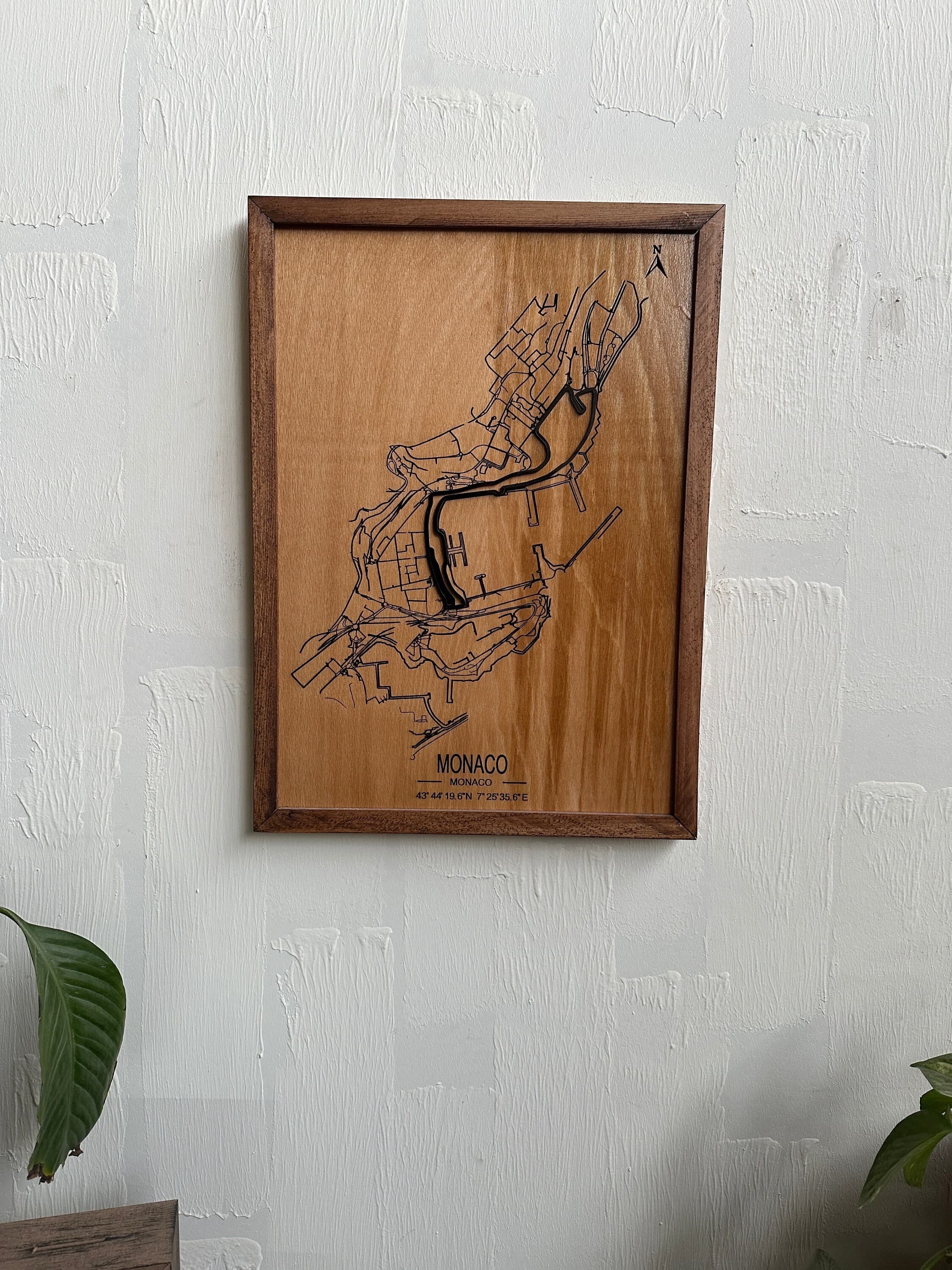 Circuit de Monaco | Grand Prix de Monaco Formula 1 | Laser Engraved Wood